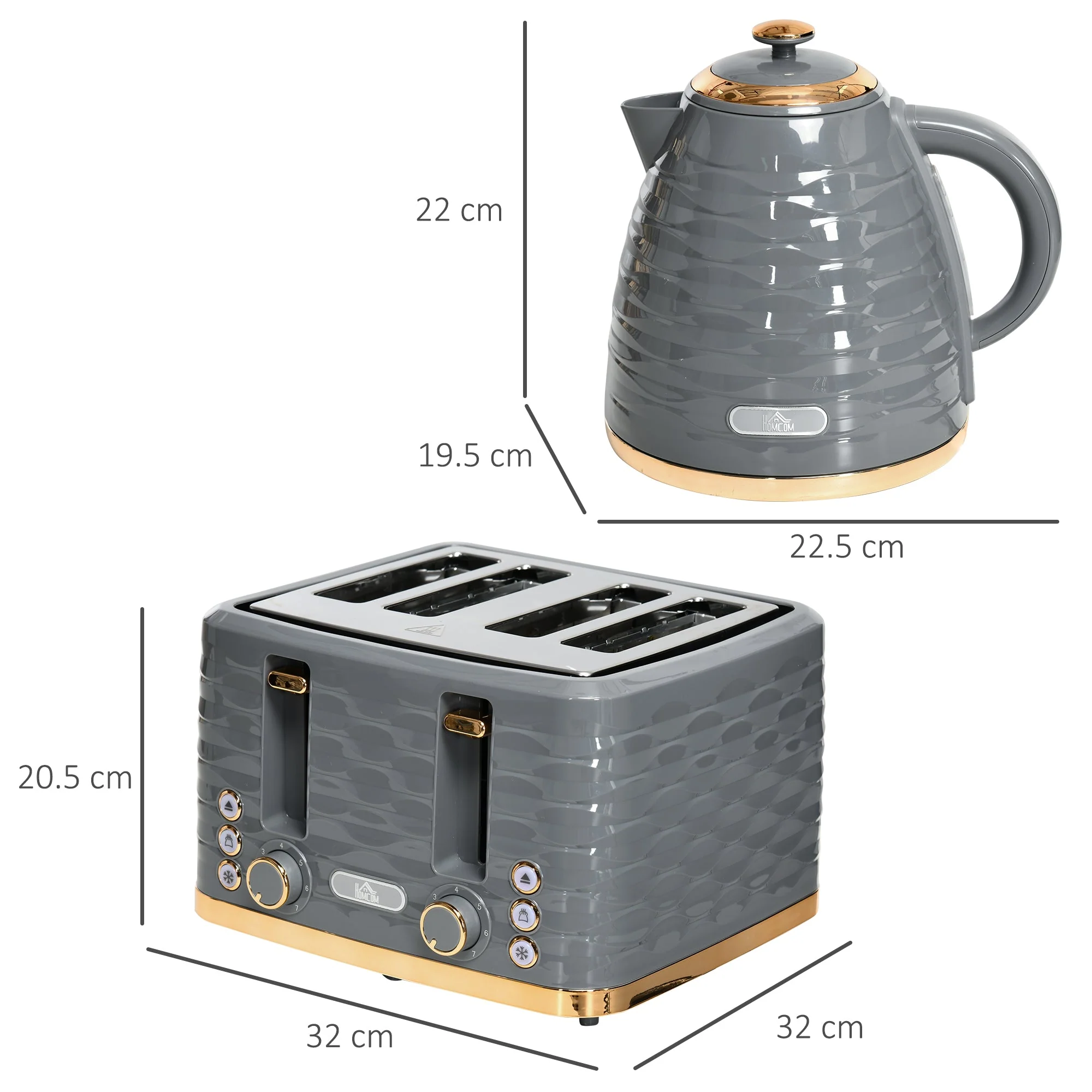 Kettle & Four Slice Toaster Set Grey - Image 3