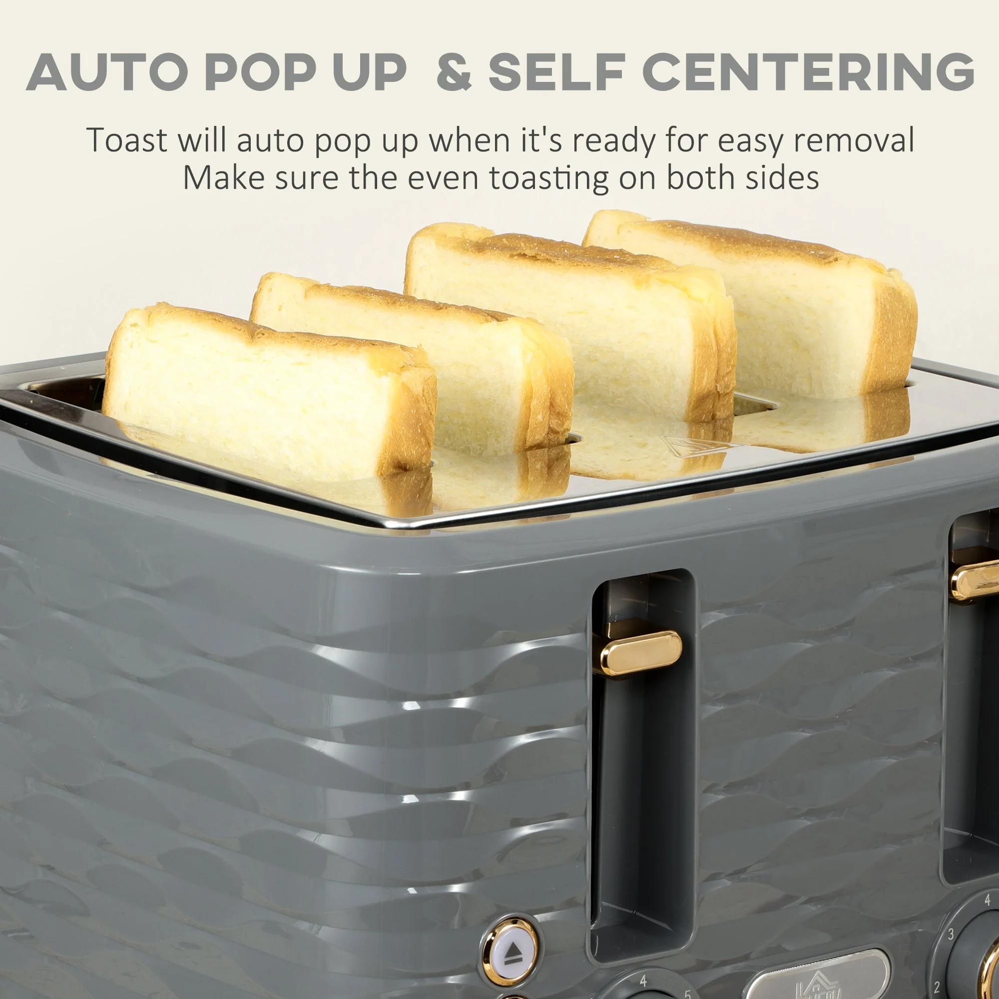 Kettle & Four Slice Toaster Set Grey - Image 6