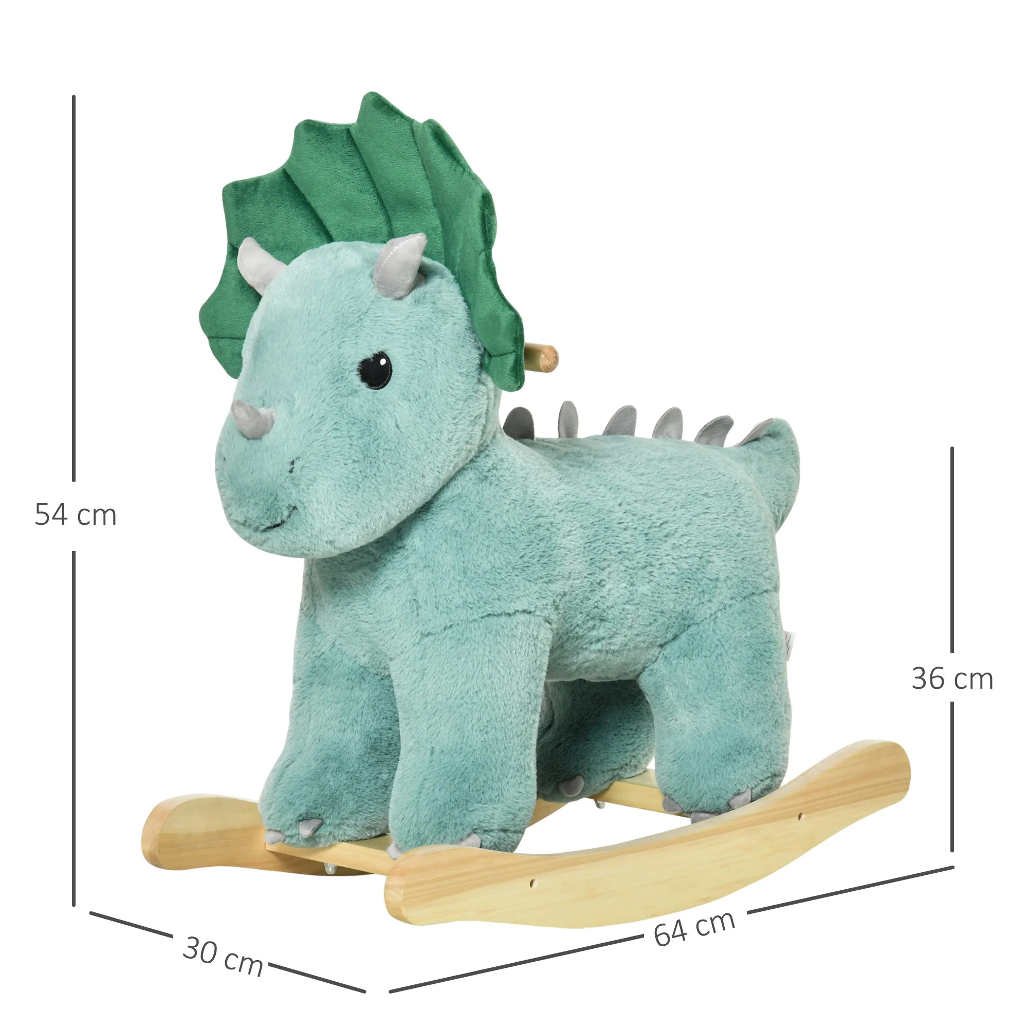Kid Plush Ride-On Rocking Horse Triceratops-shaped Toy Rocker Realistic Sound - Image 3