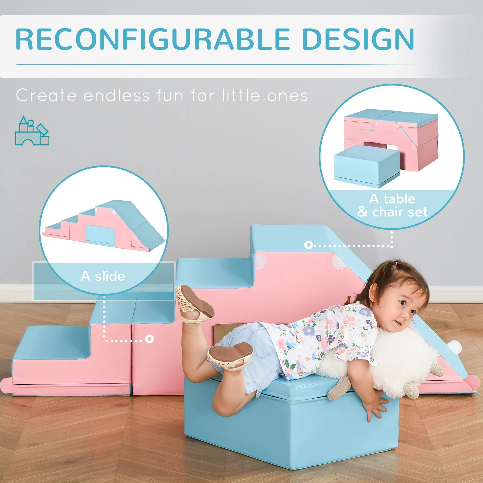 Kids 2-piece Soft Play Set Baby Foam Climber Climbing Indoor Block Toys Gross Motor Development for Toddlers 1-3 Years - Image 4