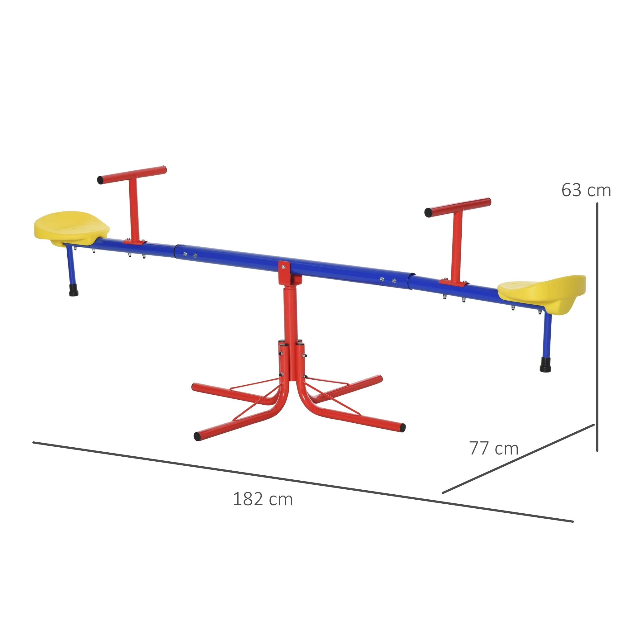 Kids 360 Degree Rotating Metal Seesaw Swivel Teeter Totter Children's Playground Equipment for Garden Outdoor Indoor Swing - Image 3