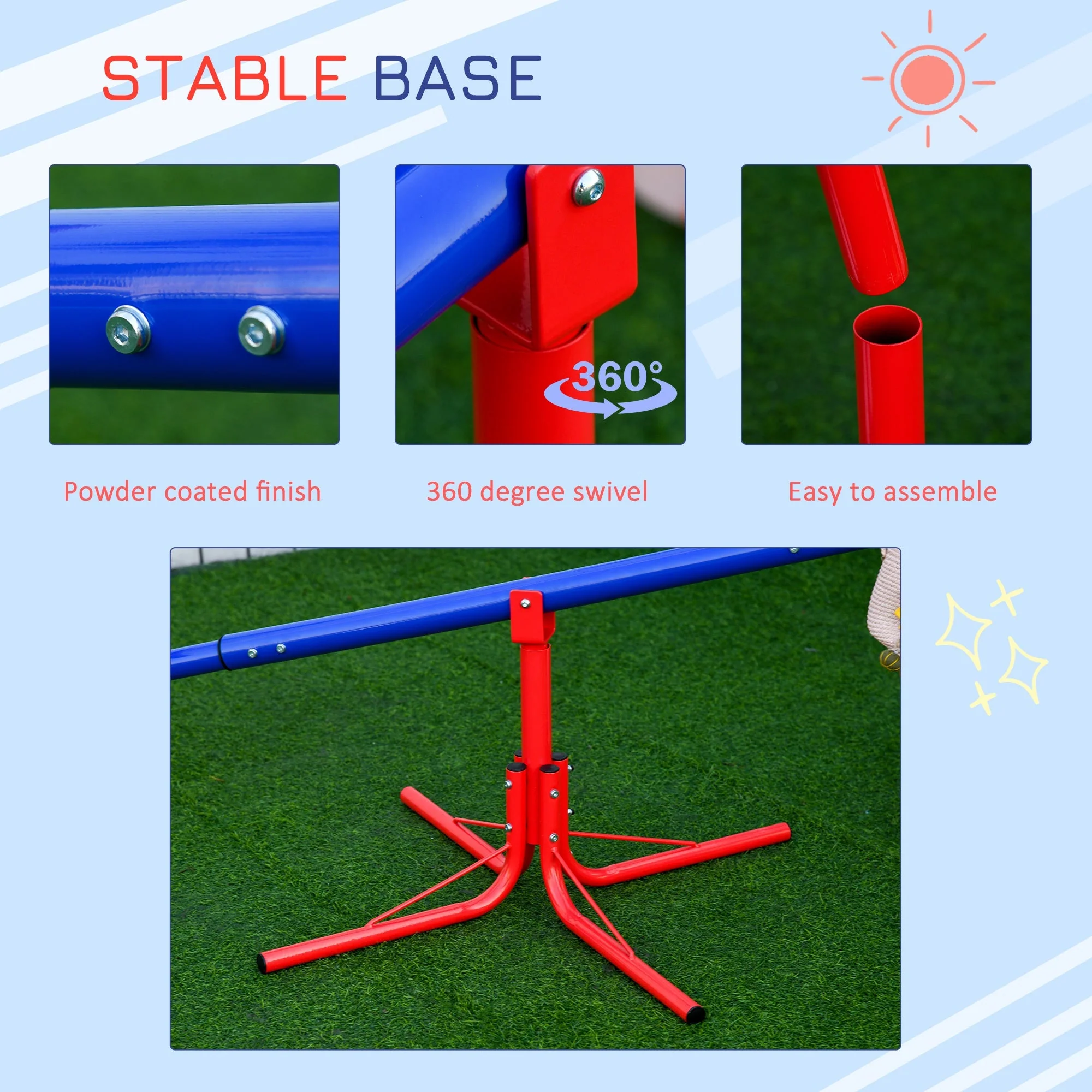 Kids 360 Degree Rotating Metal Seesaw Swivel Teeter Totter Children's Playground Equipment for Garden Outdoor Indoor Swing - Image 5