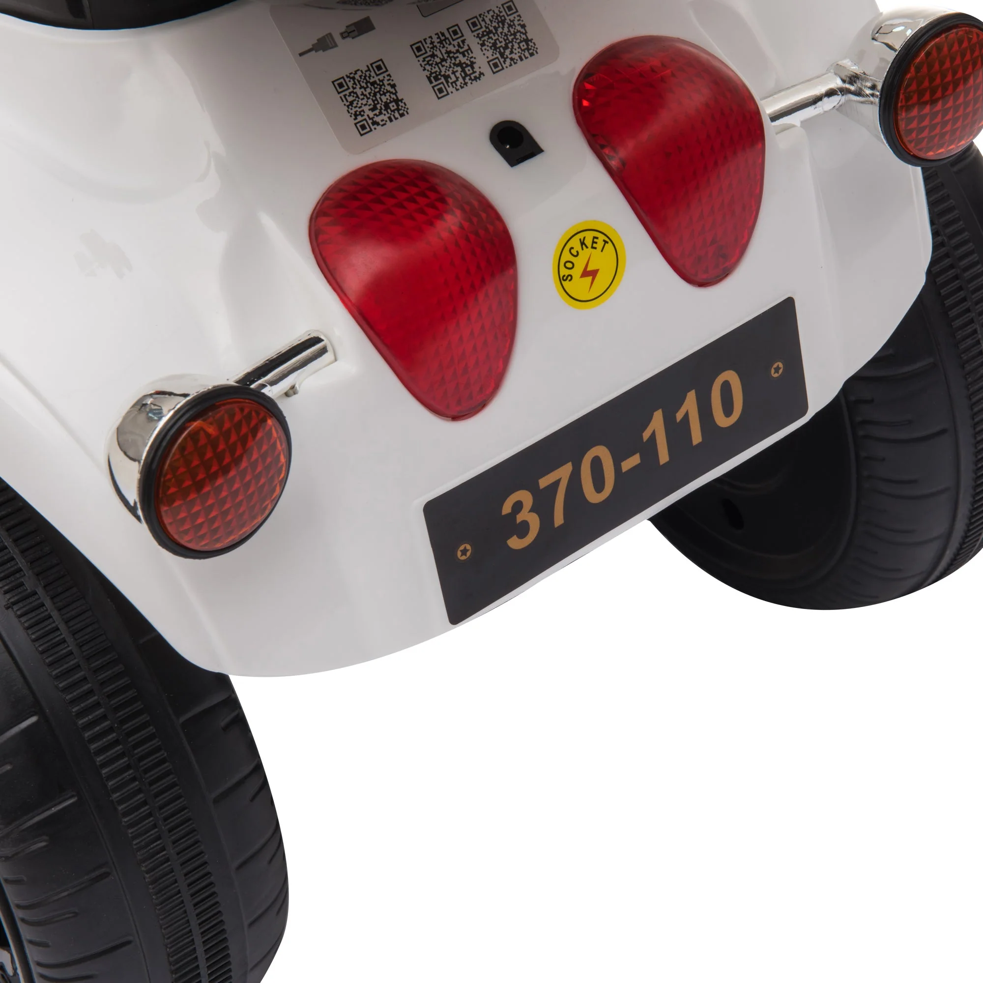 Kids 6V Battery PP Motorcycle Ride On Trike w/ Lights Music Horn 18 - 36 Months White - Image 9