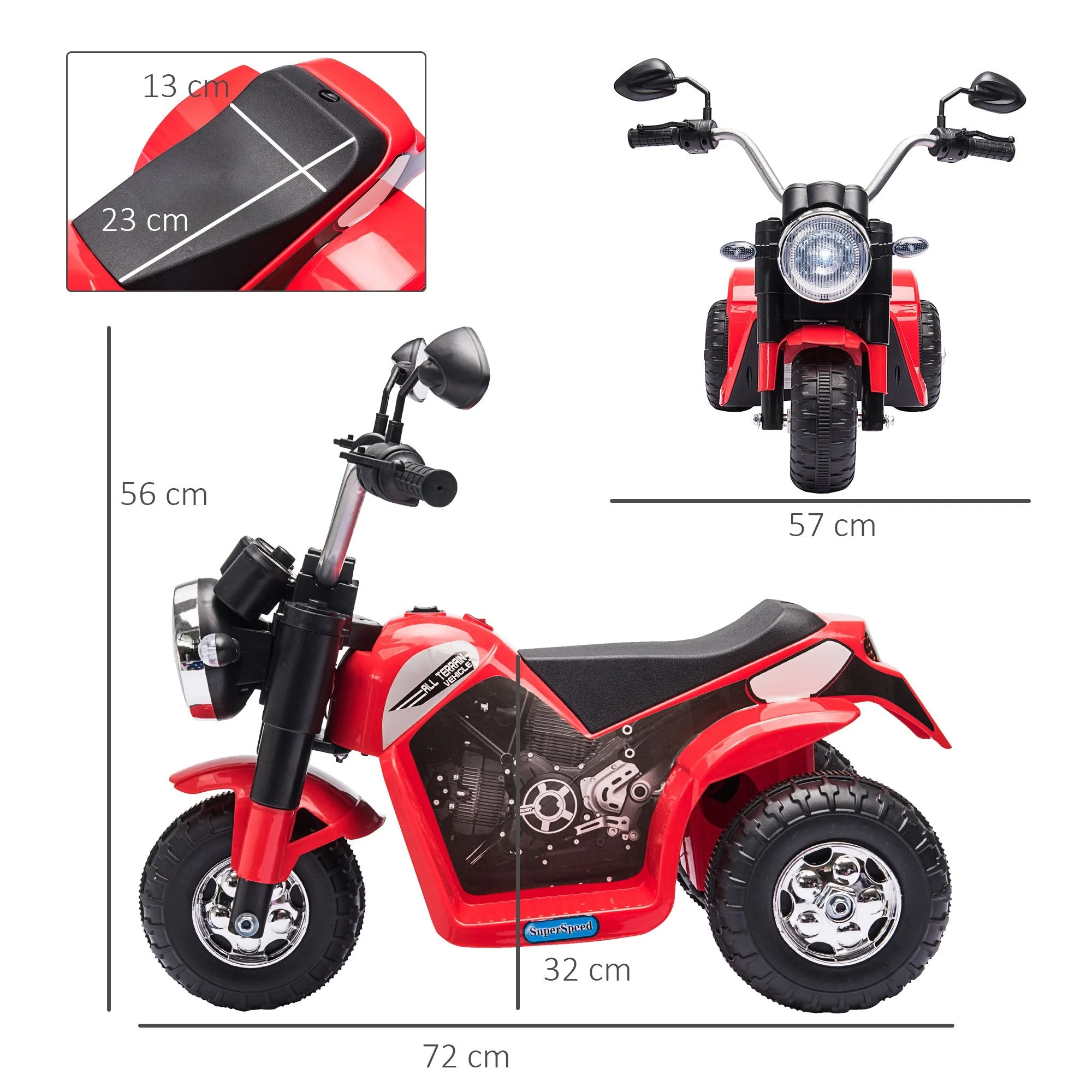 Kids 6V Electric Motorcycle Ride-On Toy Battery 18 - 36 Months Red - Image 3
