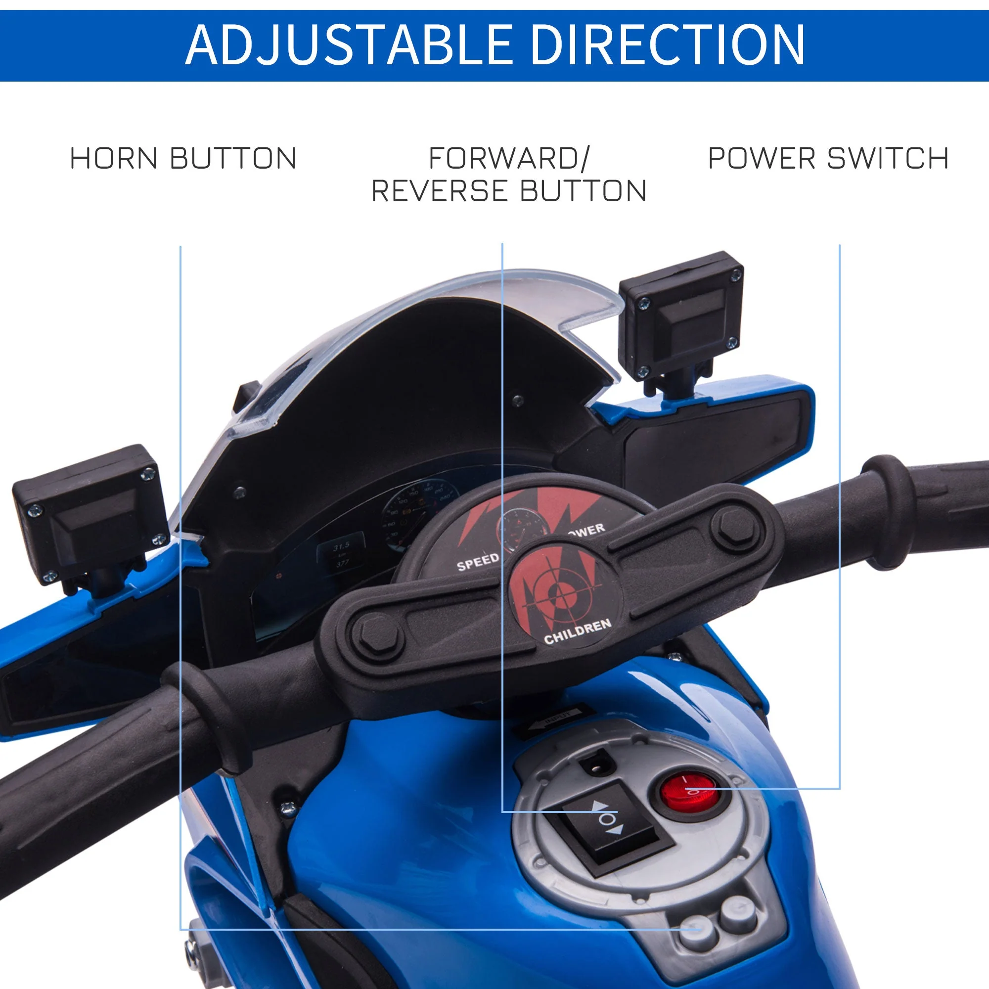 Kids 6V Electric Pedal Motorcycle Ride-On Toy Battery 18-48 months Blue - Image 5