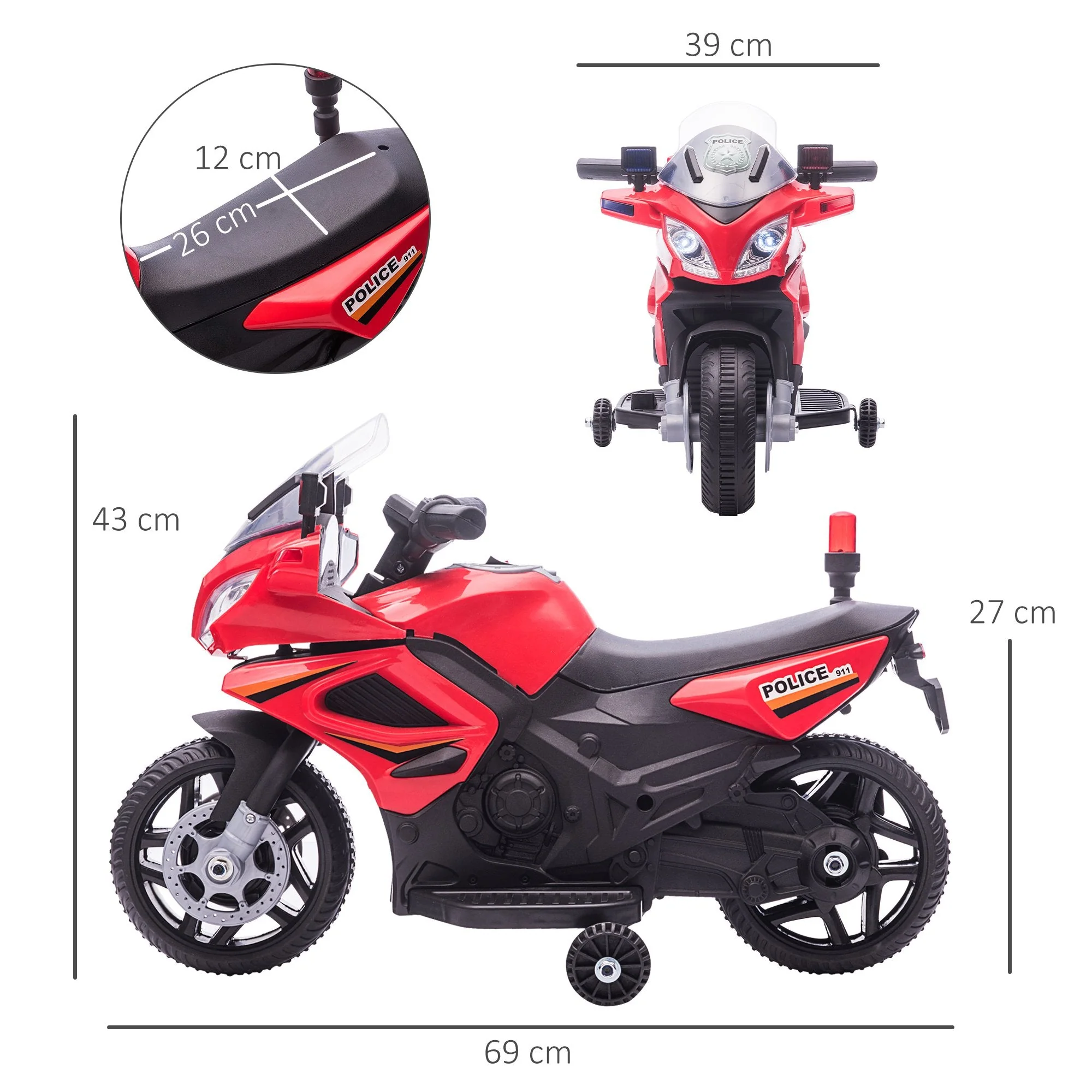 Kids 6V Electric Pedal Motorcycle Ride-On Toy Battery 18-48 months Red - Image 3
