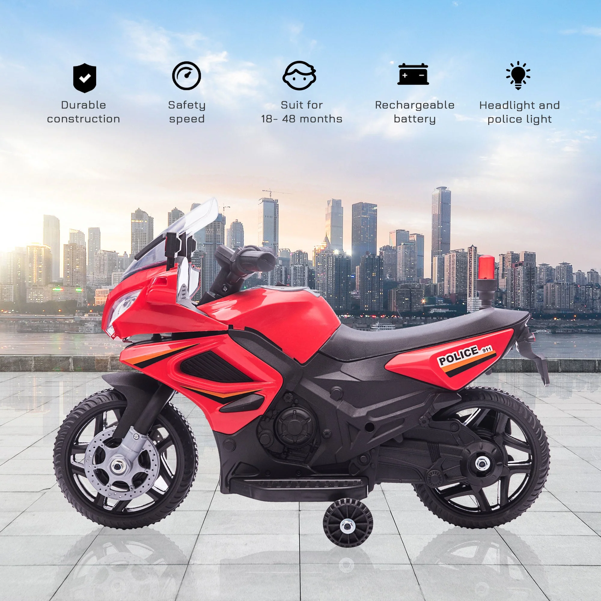 Kids 6V Electric Pedal Motorcycle Ride-On Toy Battery 18-48 months Red - Image 4