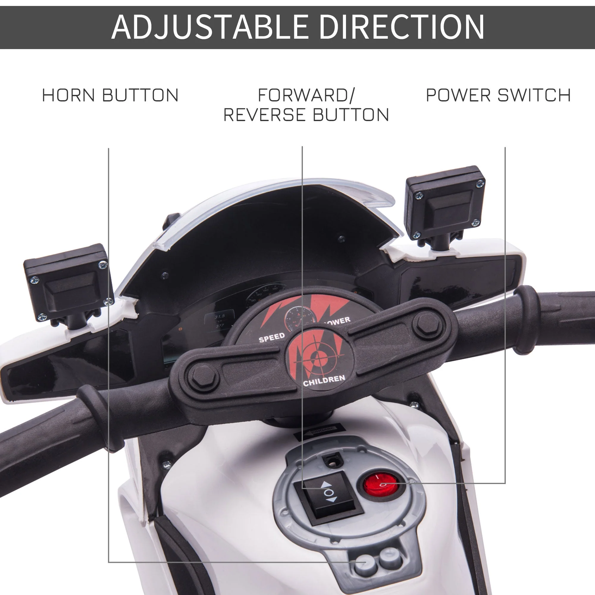 Kids 6V Electric Pedal Motorcycle Ride-On Toy Battery 18-48 months White - Image 5