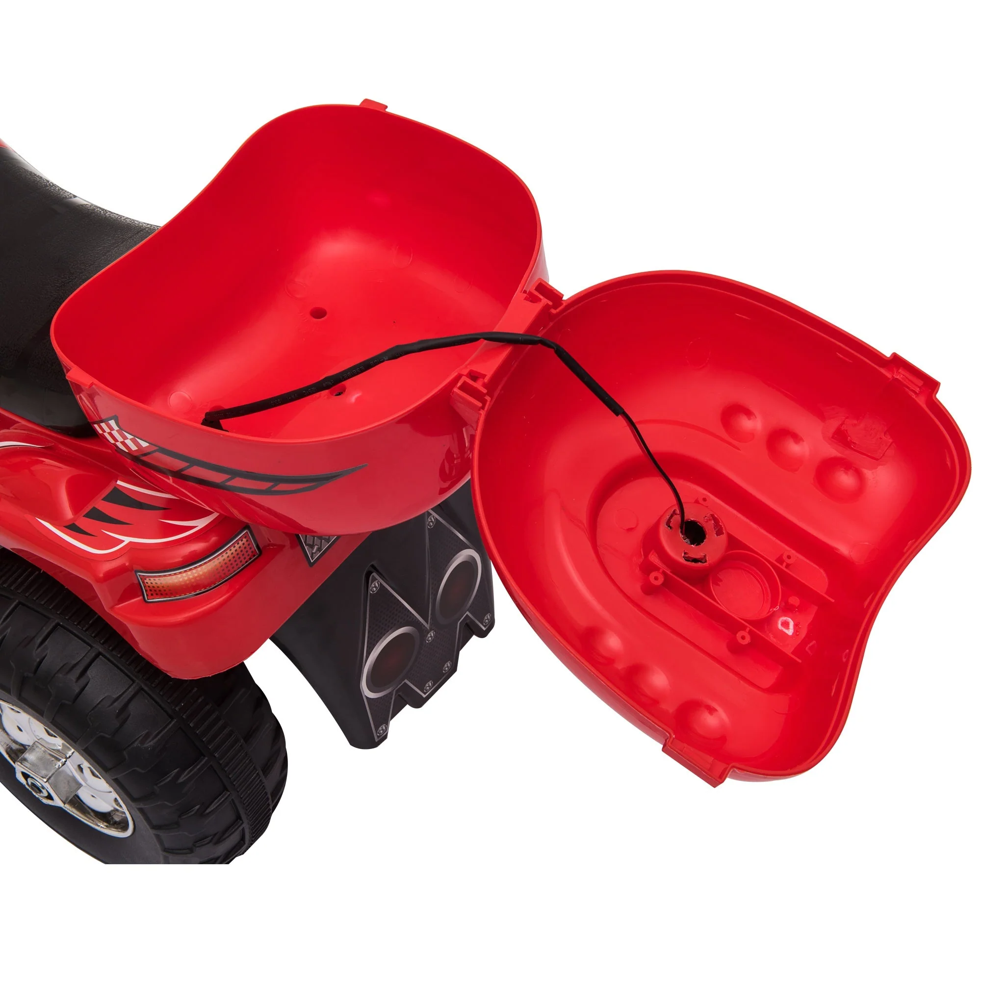 Kids 6V Electric Ride On Motorcycle 3 Wheel Vehicle Lights Music Horn Storage Box Red - Image 4