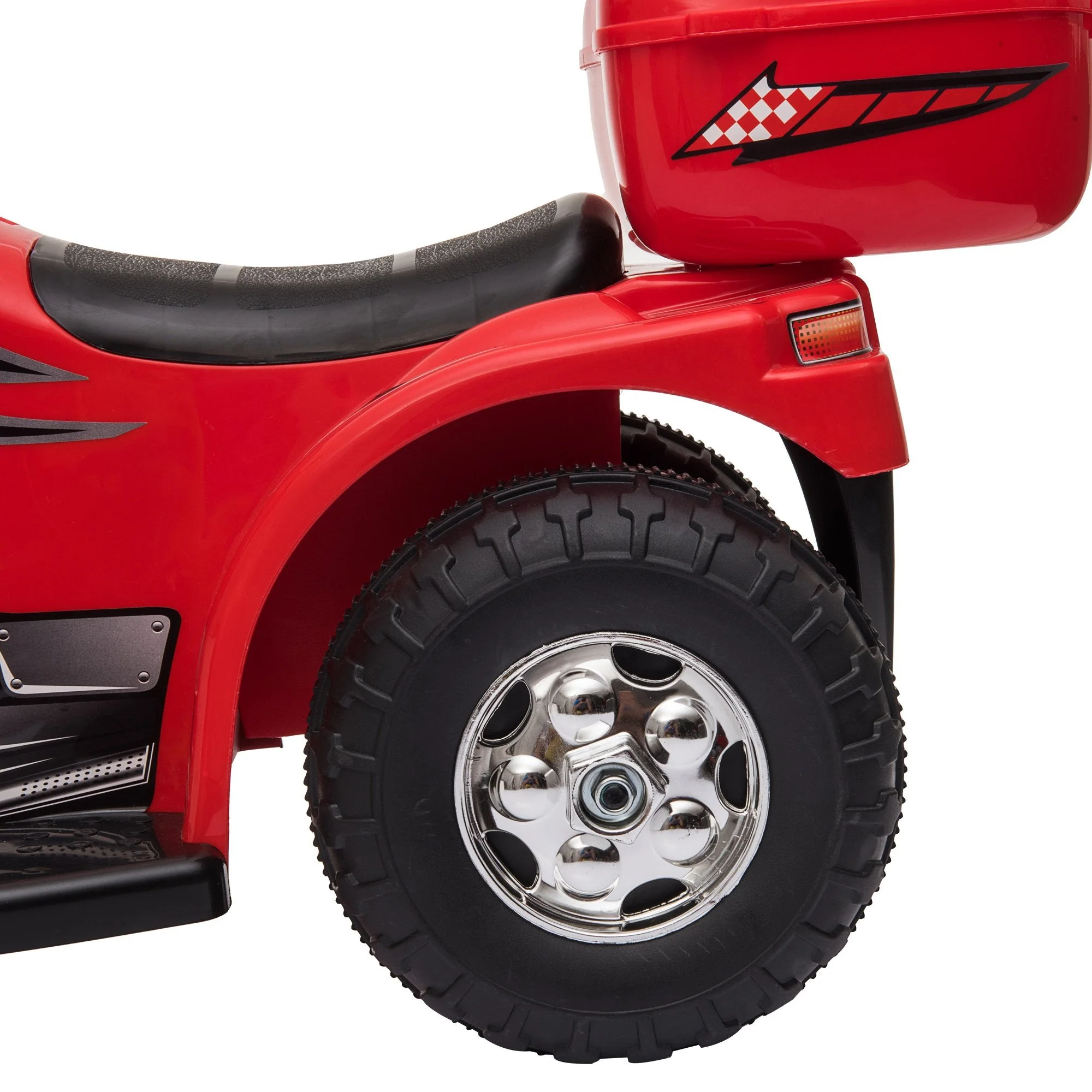 Kids 6V Electric Ride On Motorcycle 3 Wheel Vehicle Lights Music Horn Storage Box Red - Image 7