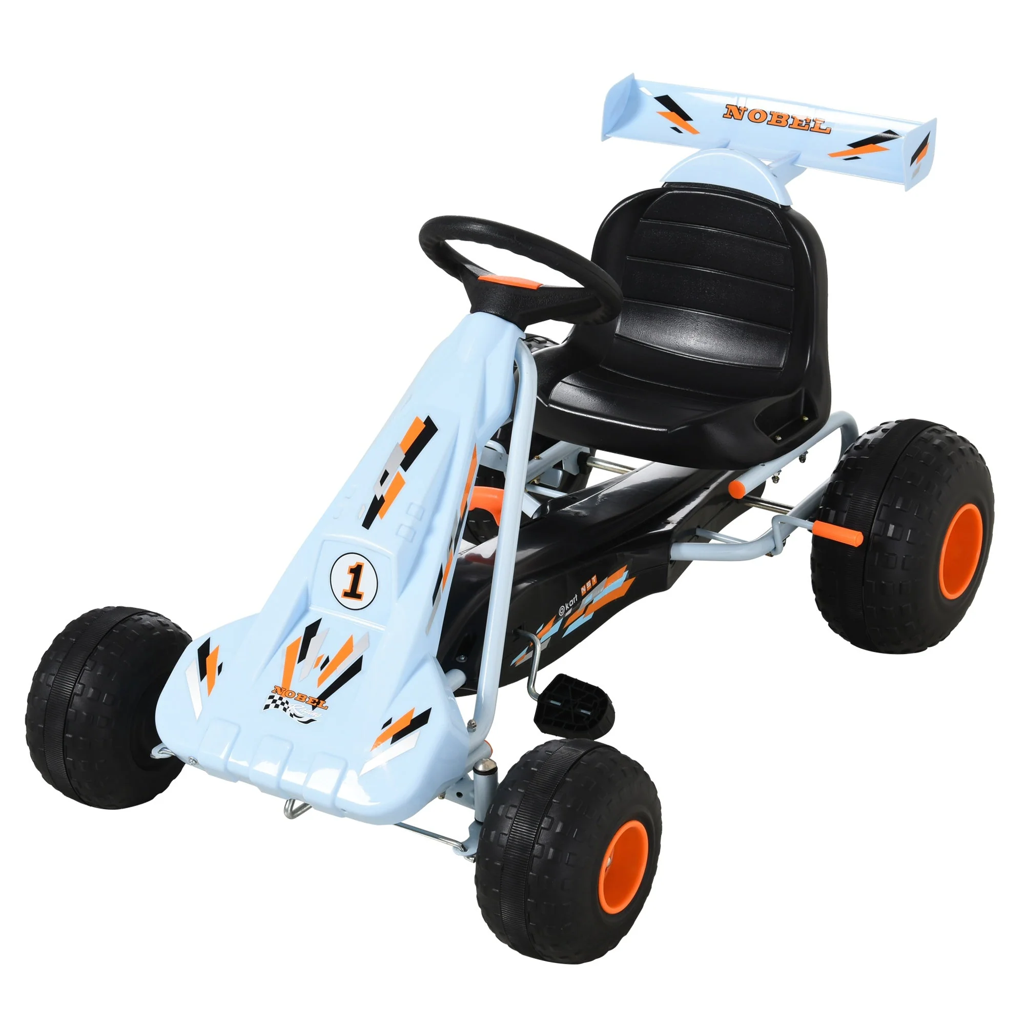 Kids Adjustable Seat PP Pedal Go-Kart Blue/Orange - Image 2