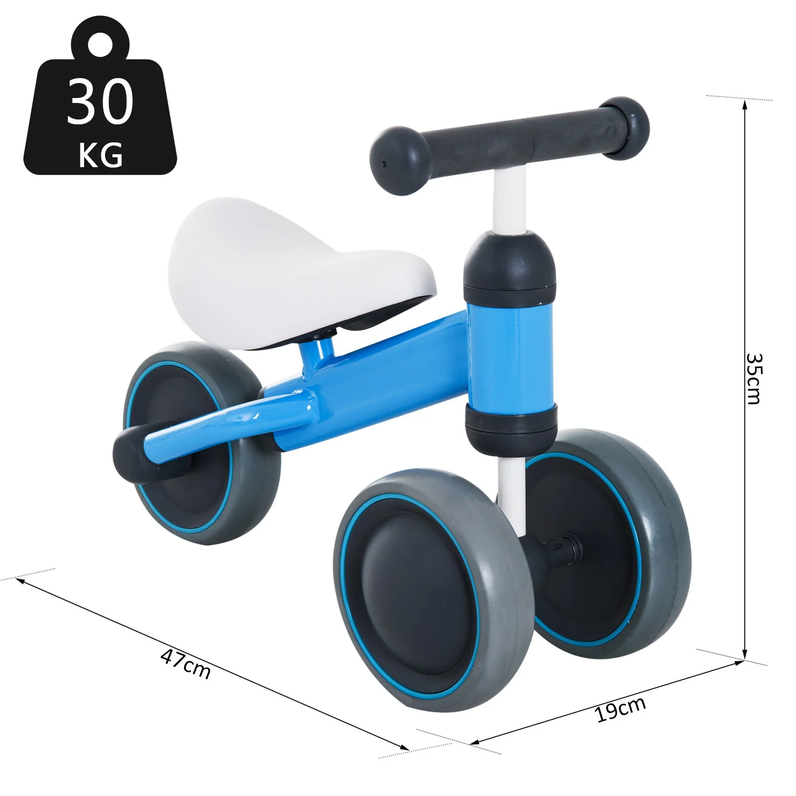 Kids Balance Bike Toddler Plastic No-Pedal Walking Blue - Image 3