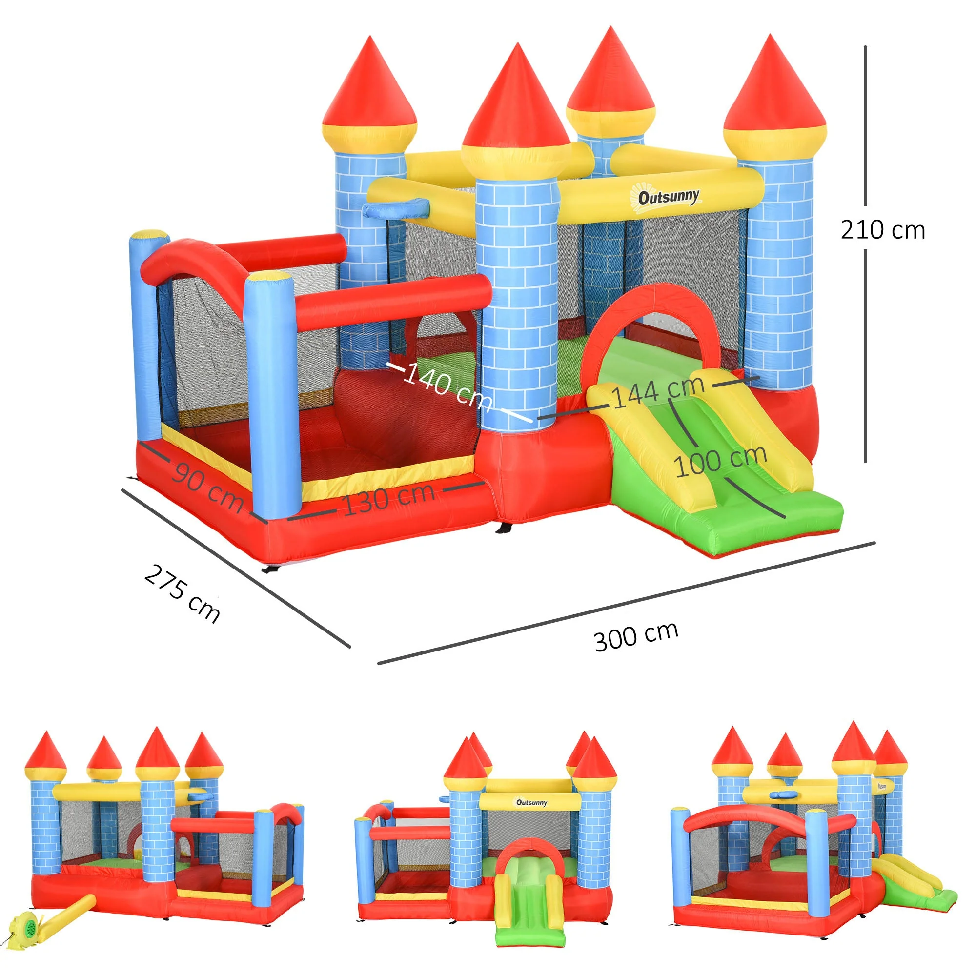 Kids Bounce Castle Inflatable Trampoline Slide Pool Basket for Kids Age 3-10 - Image 3