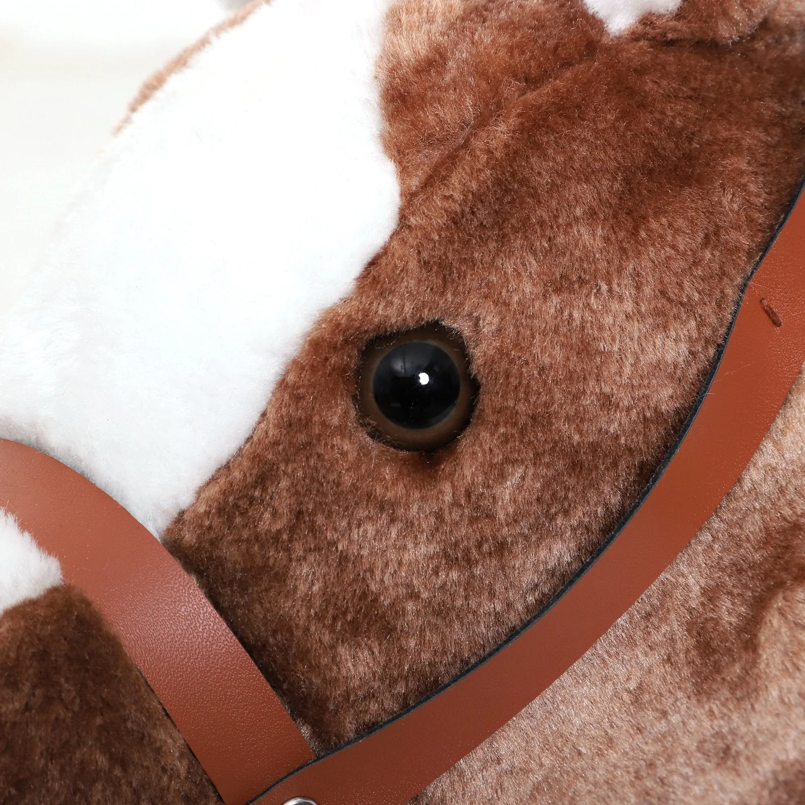 Kids Children Plush Rocking Horse Wooden Base Ride On Toy Rocker with Handle Grip Traditional Toy Fun Gift for Age 3+ Brown - Image 7