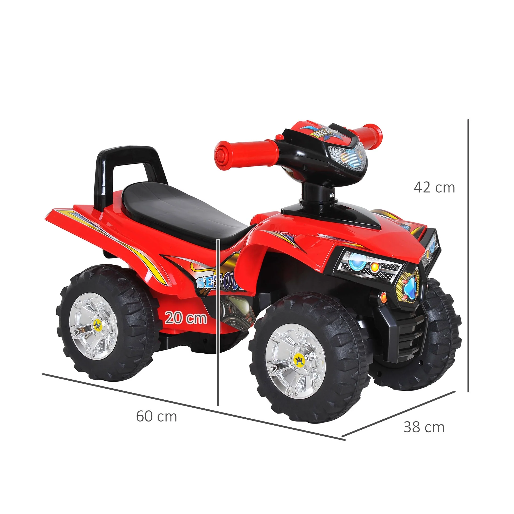 Kids Children Ride-on Toy Off Road Style Quad Bike Racing Car NO POWER 4 Wheels Horn Music Red - Image 2