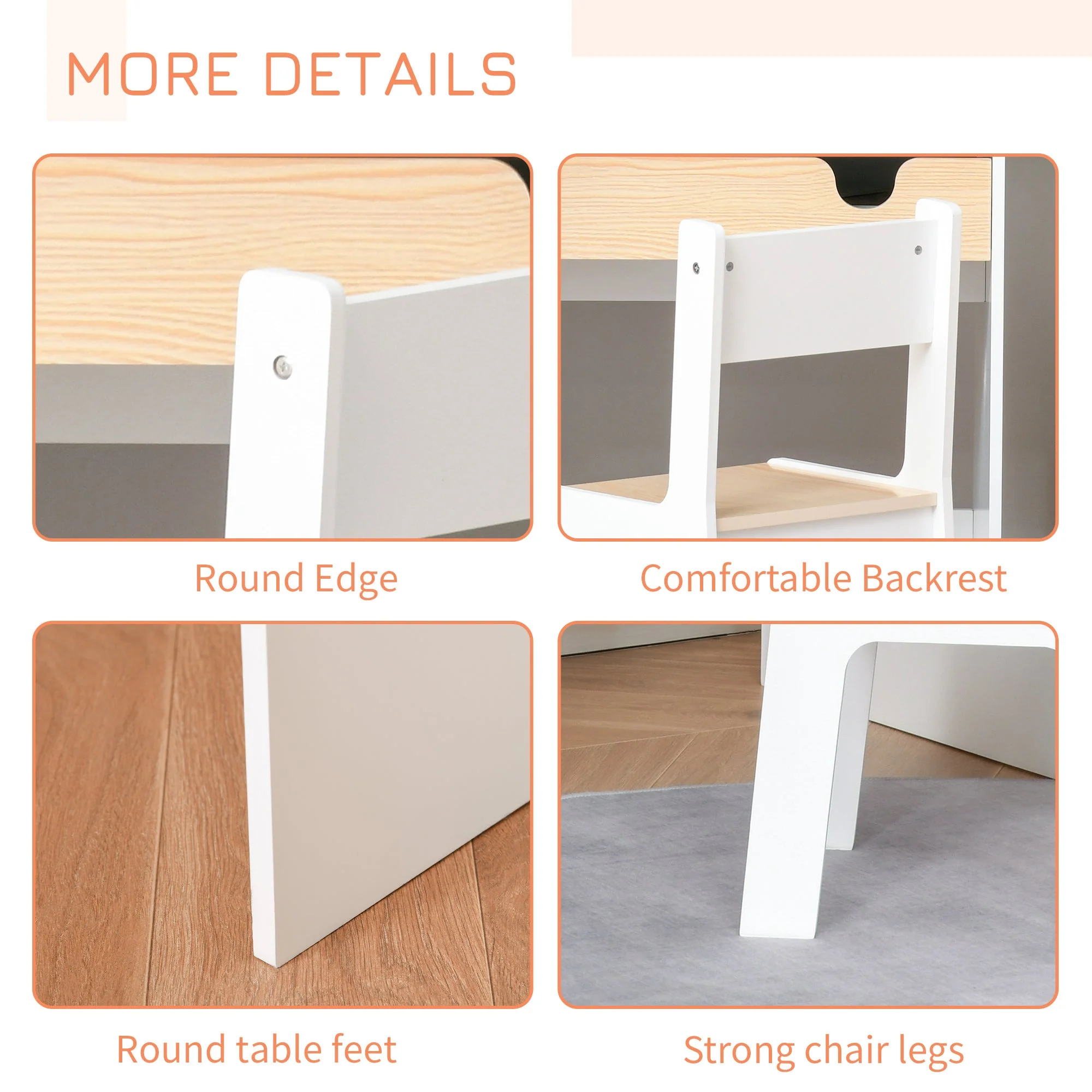 Kids Desk and Chair Set 2-Pieces Children Study Table with Storage Pull-Out Drawer Bookshelf for 3-6 Years Writing - Image 5
