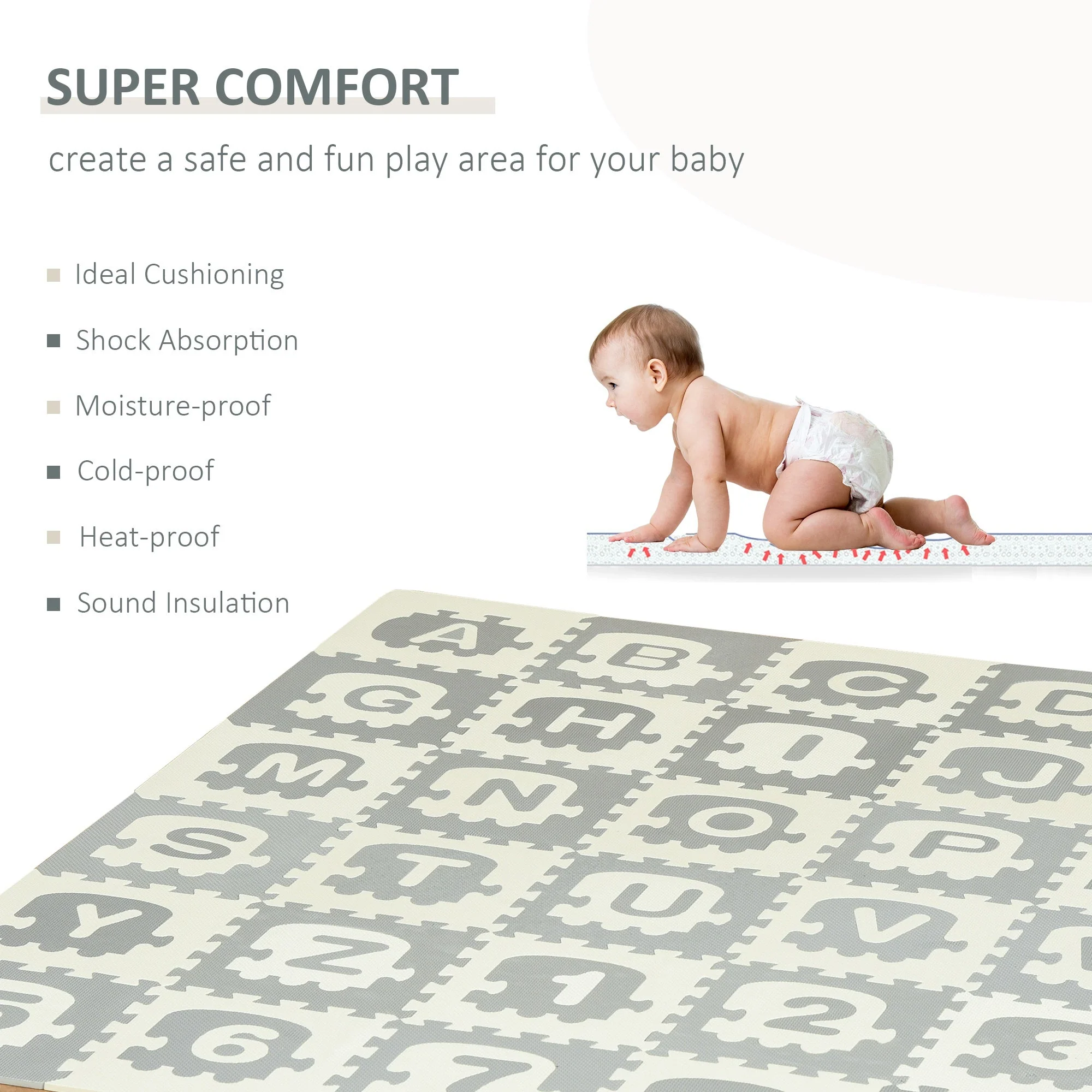 Kids Foam Puzzle Floor Tiles Baby Educational Play Mat Anti-slip Letter Number - Image 3