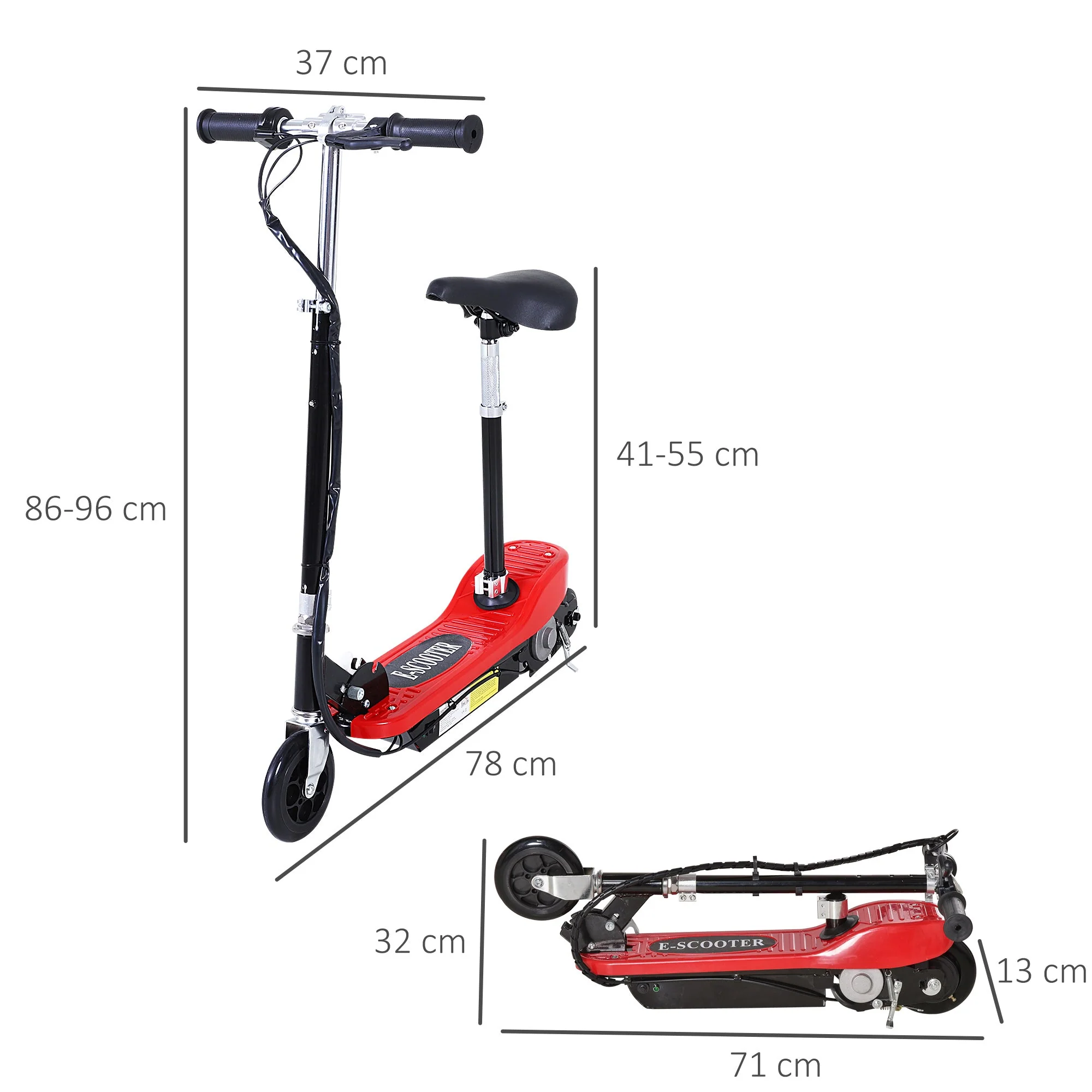 Kids Foldable E-Scooter W/Brake Kickstand for 7-12 Years Old -Red - Image 3