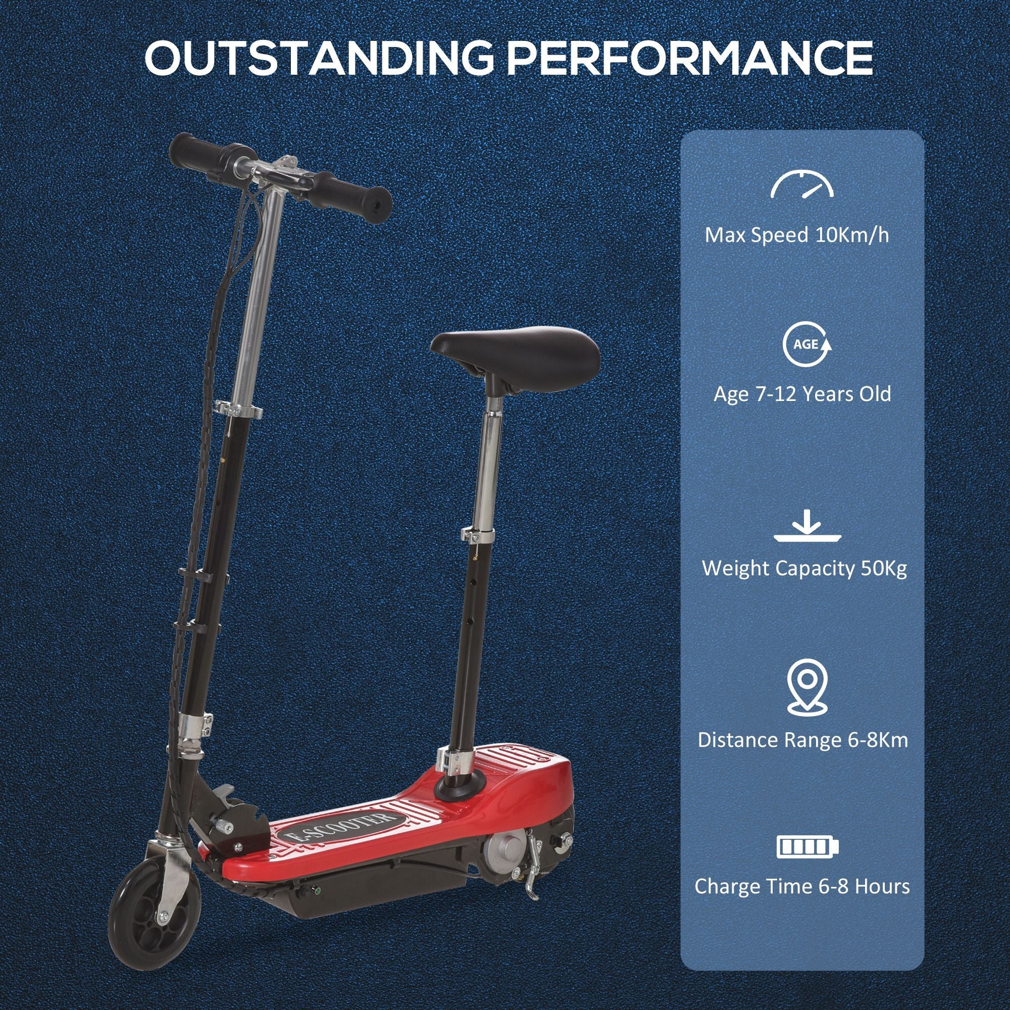 Kids Foldable E-Scooter W/Brake Kickstand for 7-12 Years Old -Red - Image 4