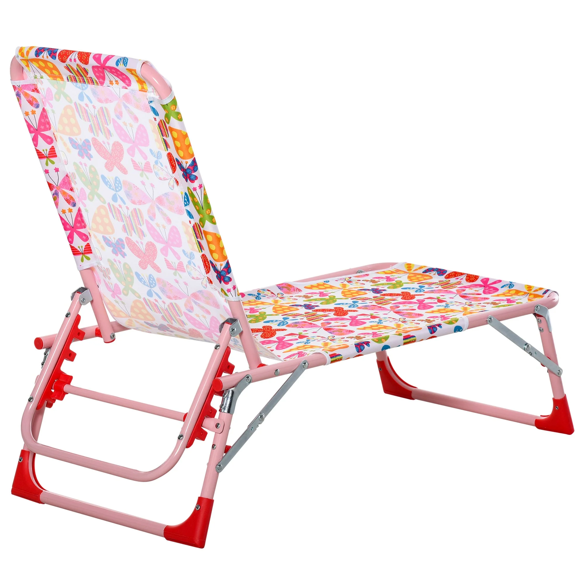 Kids Garden Chairs Reclining Folding Zero Gravity Chairs Lounge Chair Sun Lounger Adjustable Backrest Outdoor Blue 118 x 40 x 24cm Pink - Image 8
