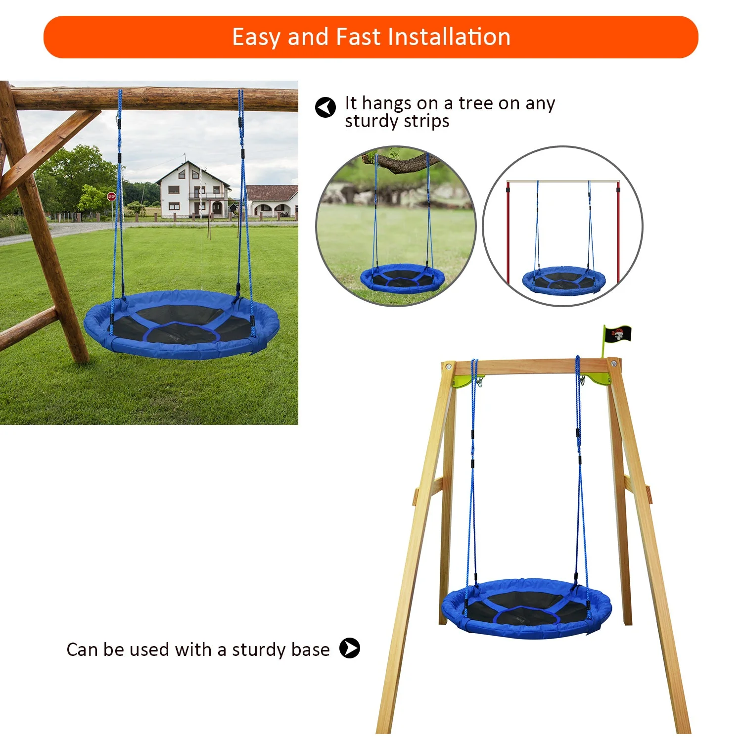 Kids Garden Swing Round Tree Spin - Image 5