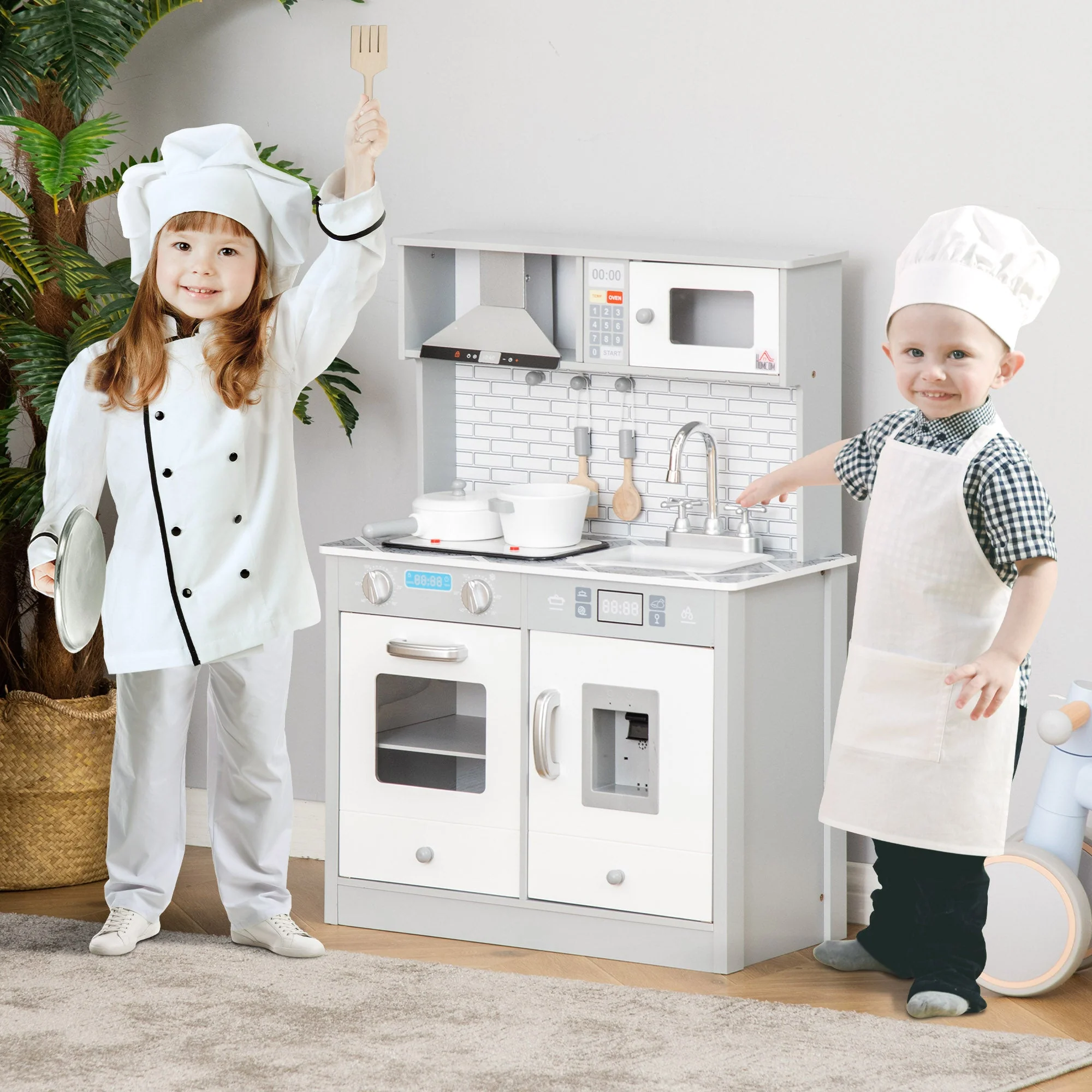 Kids Kitchen Play Cooking Toy Set w/ Sound & Light - Image 2