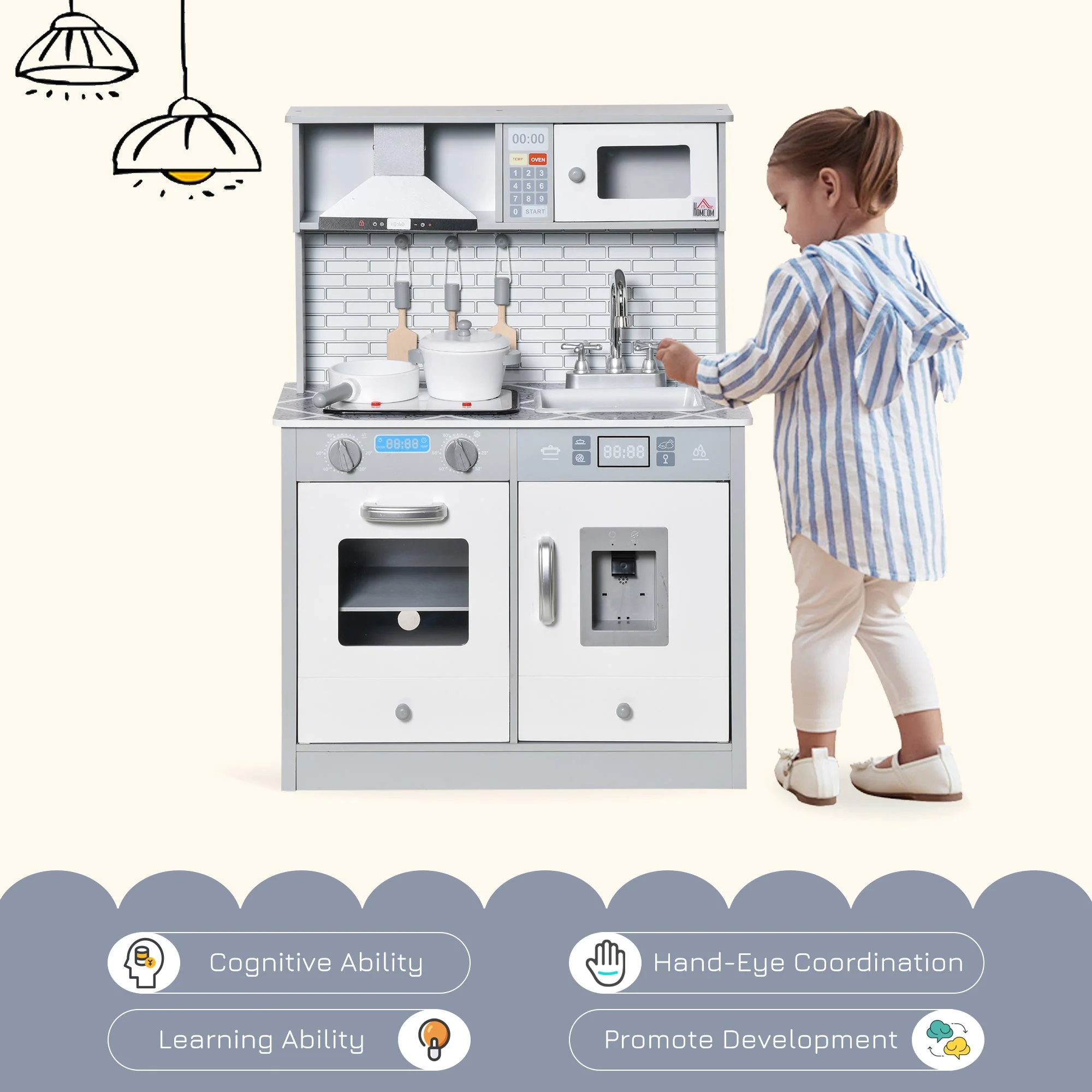 Kids Kitchen Play Cooking Toy Set w/ Sound & Light - Image 4