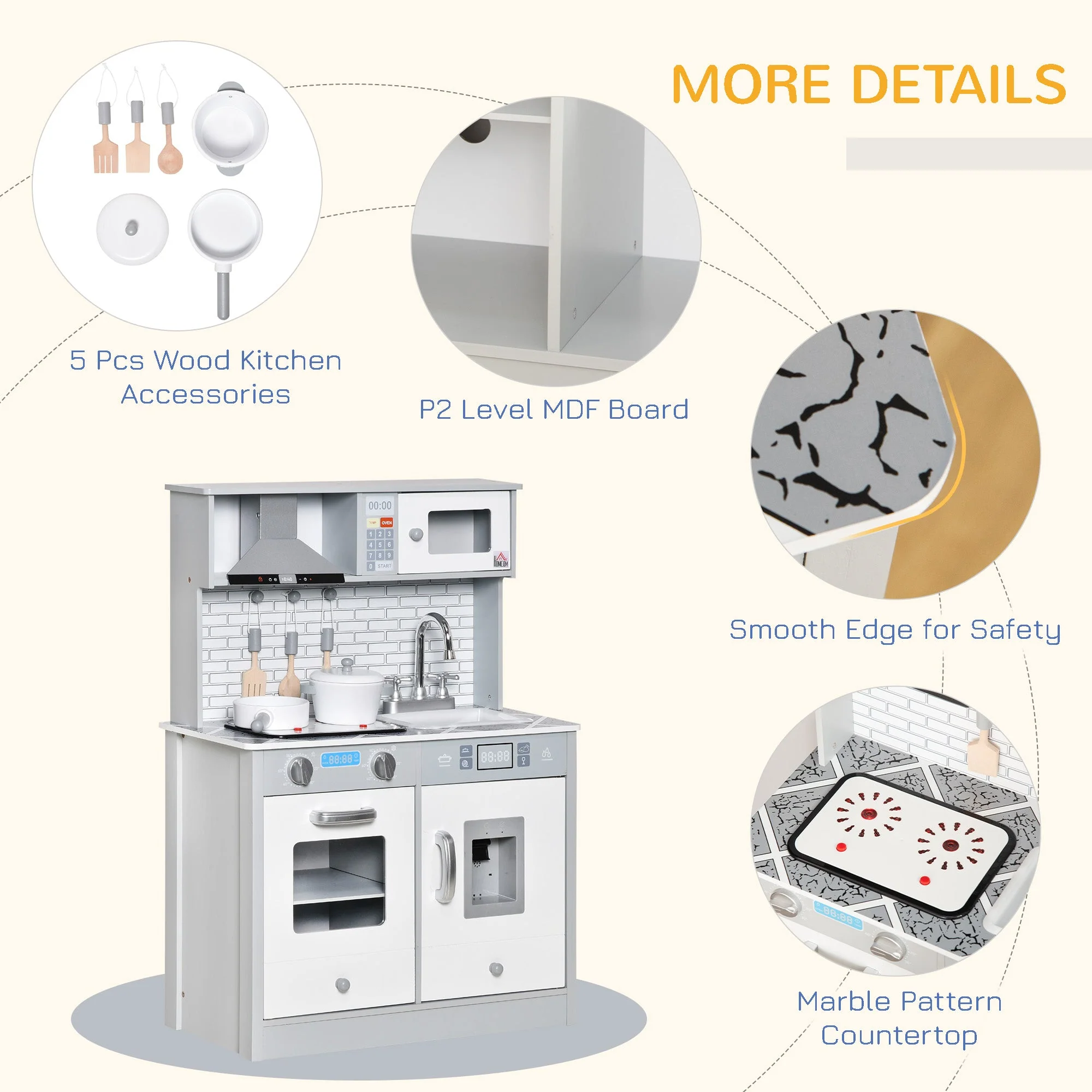Kids Kitchen Play Cooking Toy Set w/ Sound & Light - Image 7