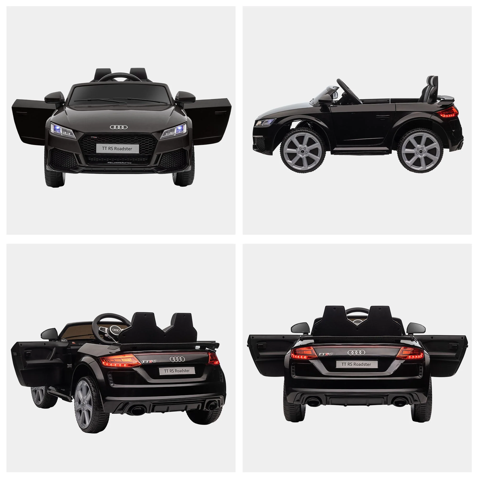 Kids Licensed Audi TT Ride-On Car 12V Battery w/ Remote Suspension Headlights and MP3 Player 2.5-5km/h Black - Image 7