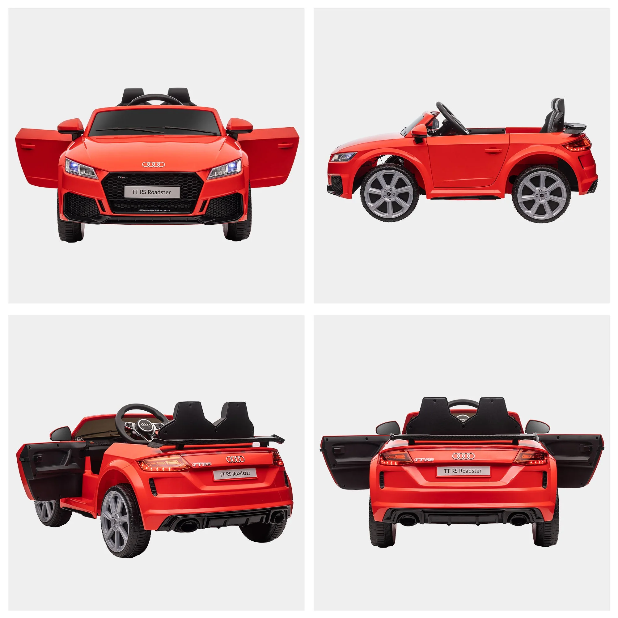 Kids Licensed Audi TT Ride-On Car 12V Battery w/ Remote Suspension Headlights and MP3 Player 2.5-5km/h Red - Image 7