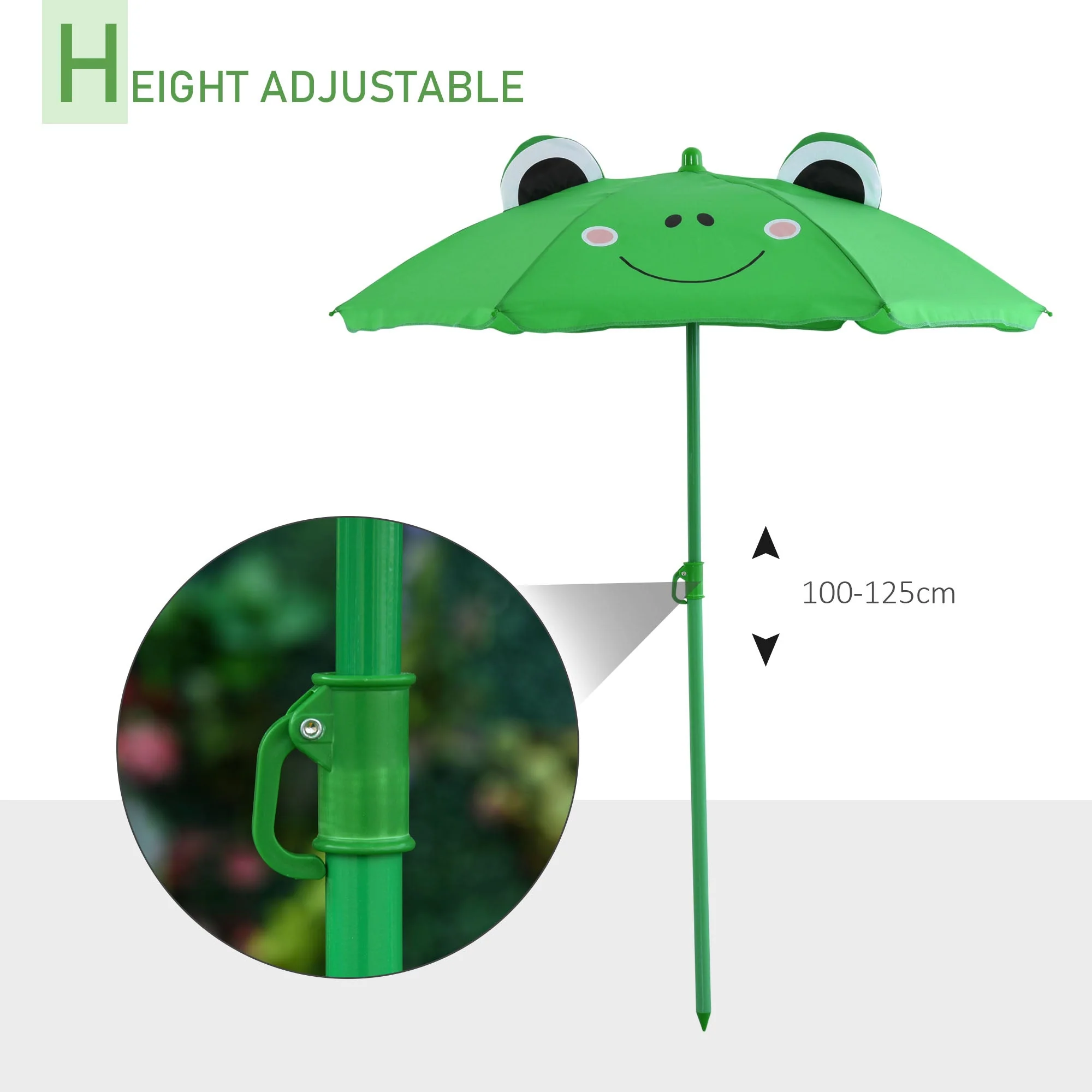 Kids Picnic Table and Chair Set Frog w/ Removable Adjustable Umbrella - Image 5