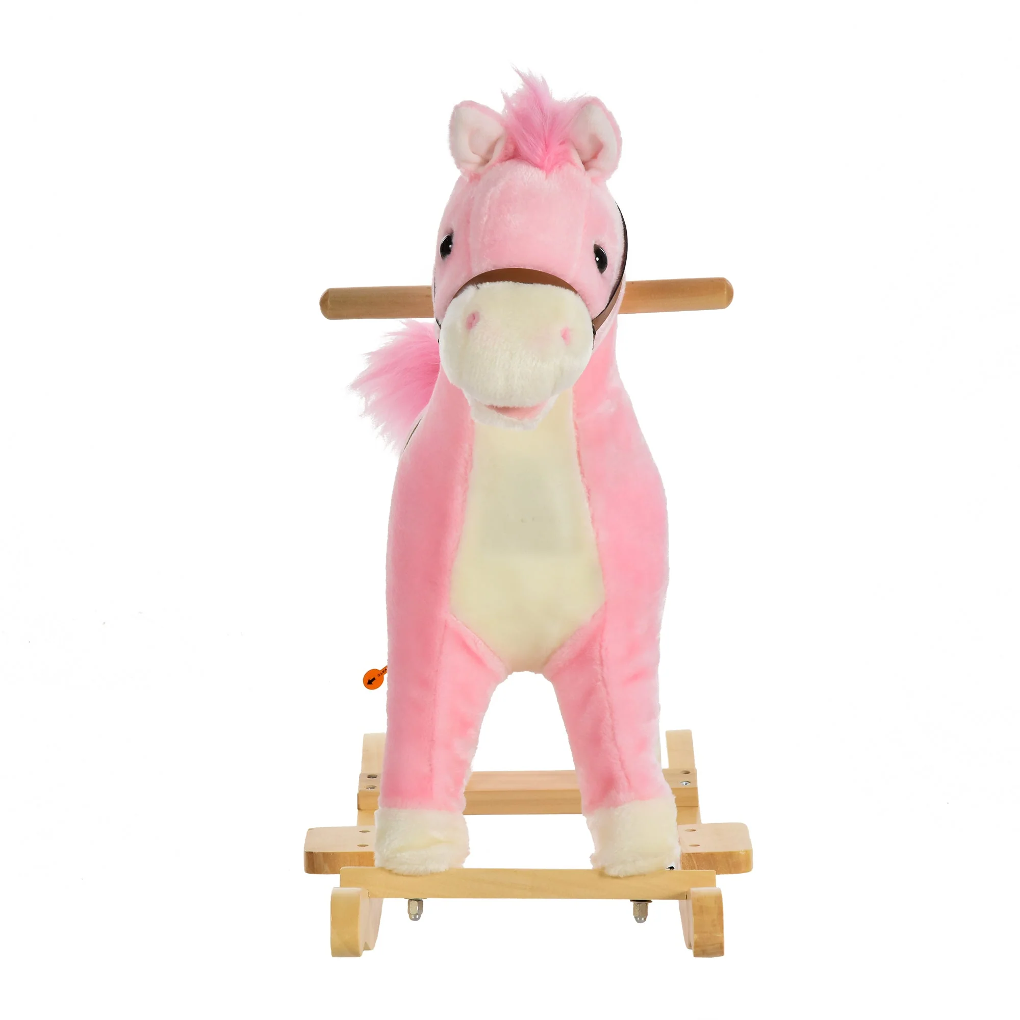 Kids Plush Rocking Horse w/ Sound Moving Mouth Wagging Tail Children Rocker Ride On Toy Gift 36 - 72 Months Pink - Image 7