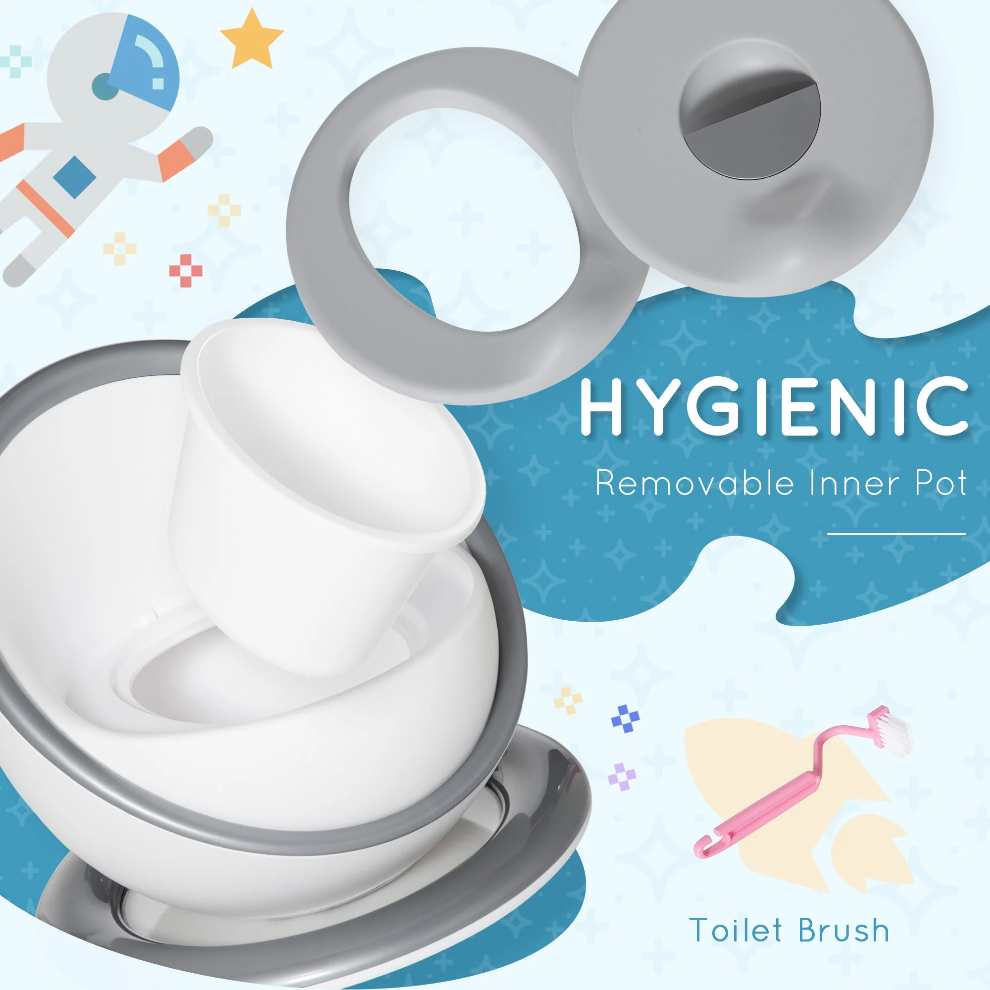 Kids Potty Training Toilet with Brush - Image 4
