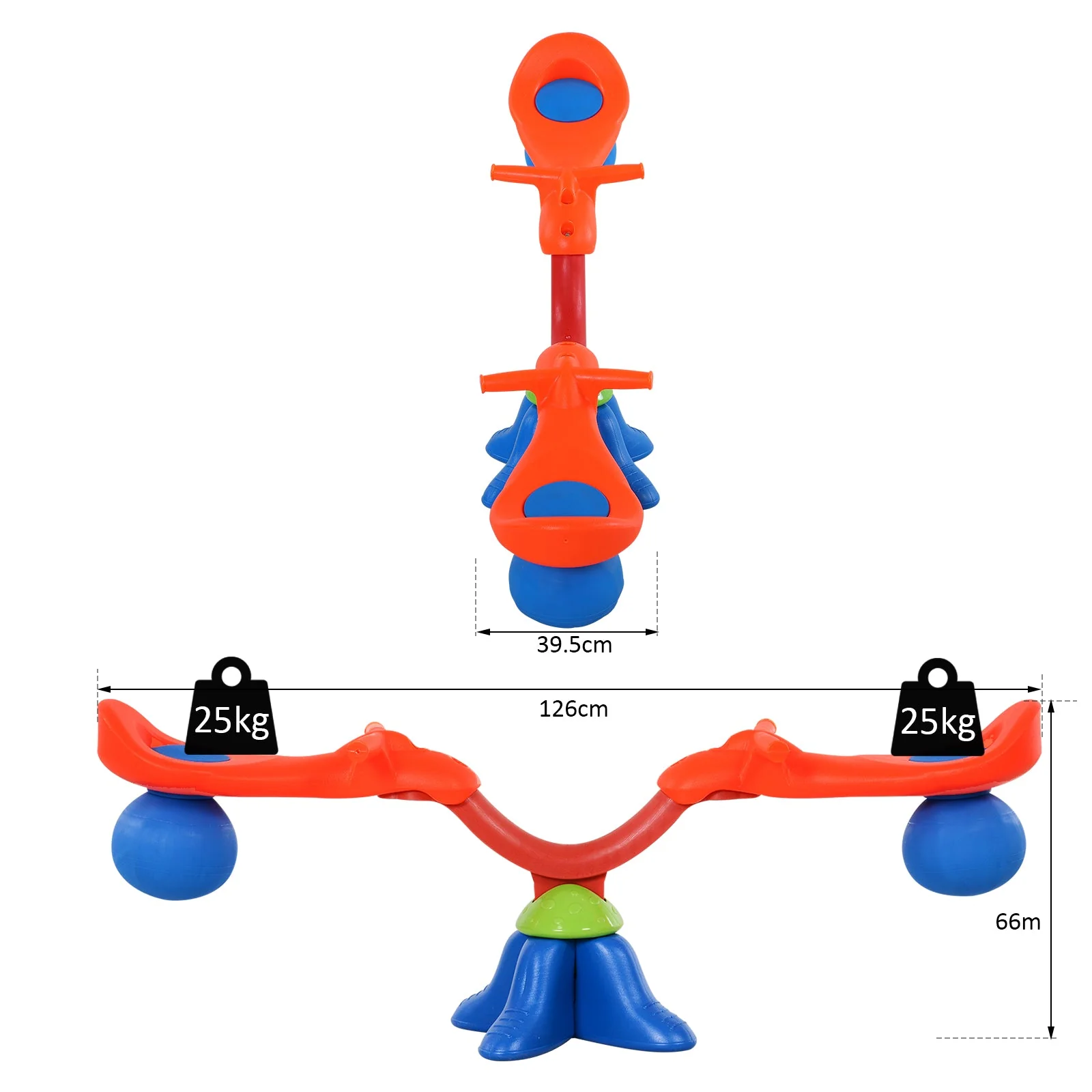 Kids PP 360 Rotation Spinning Seesaw Orange/Blue - Image 2