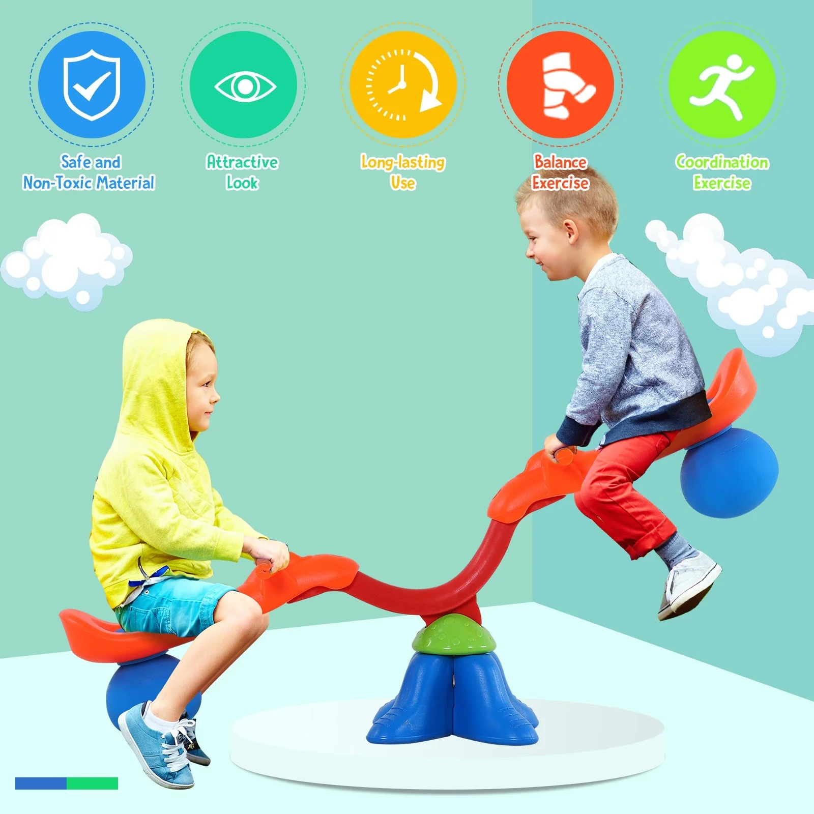 Kids PP 360 Rotation Spinning Seesaw Orange/Blue - Image 3