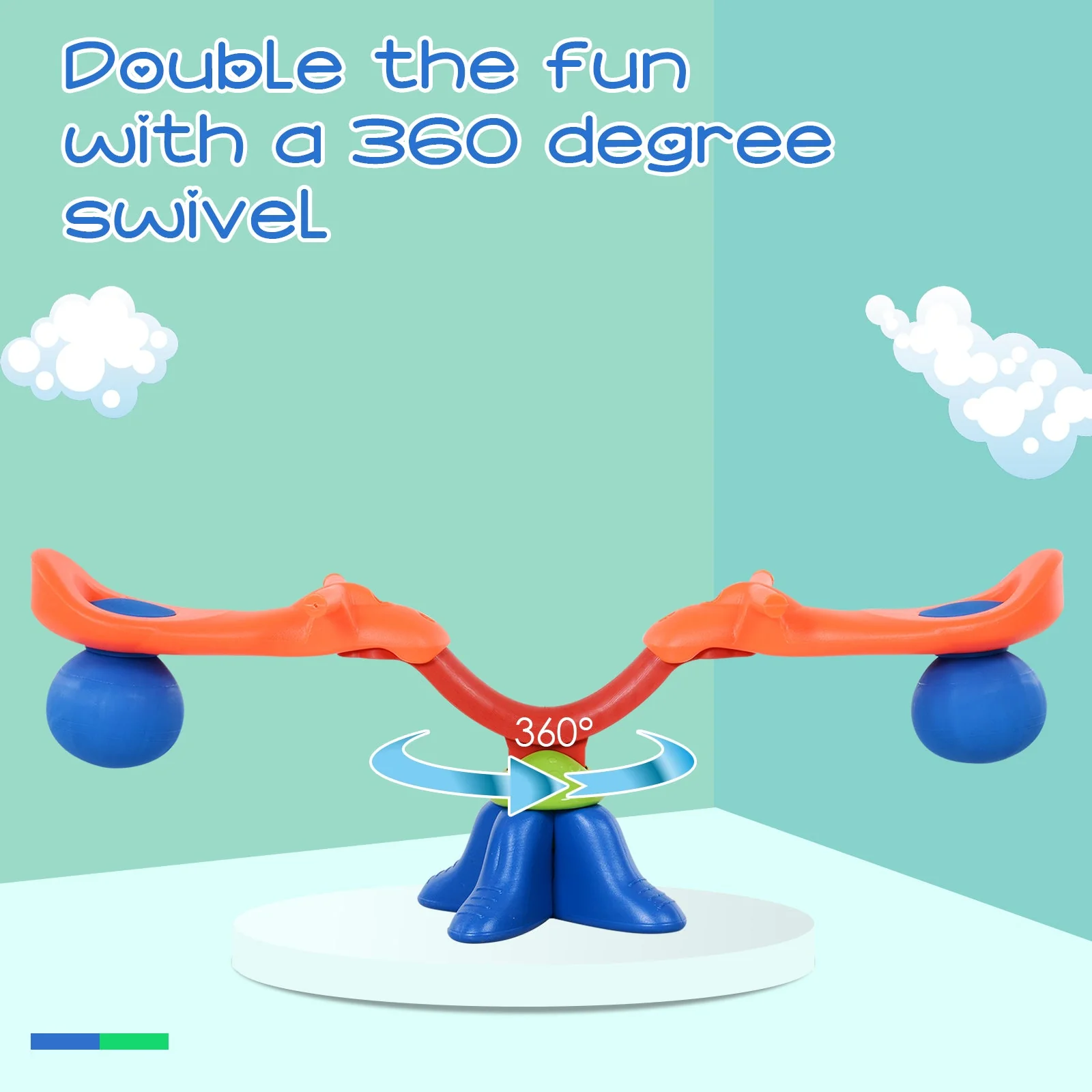 Kids PP 360 Rotation Spinning Seesaw Orange/Blue - Image 4