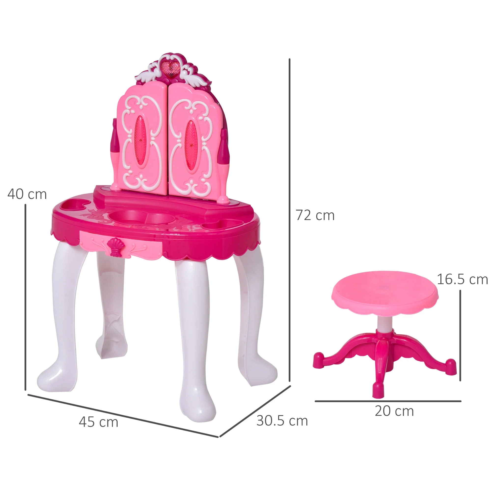 Kids Pretend Play Plastic Vanity Table Set w/ Sound Effect Purple/Red - Image 3
