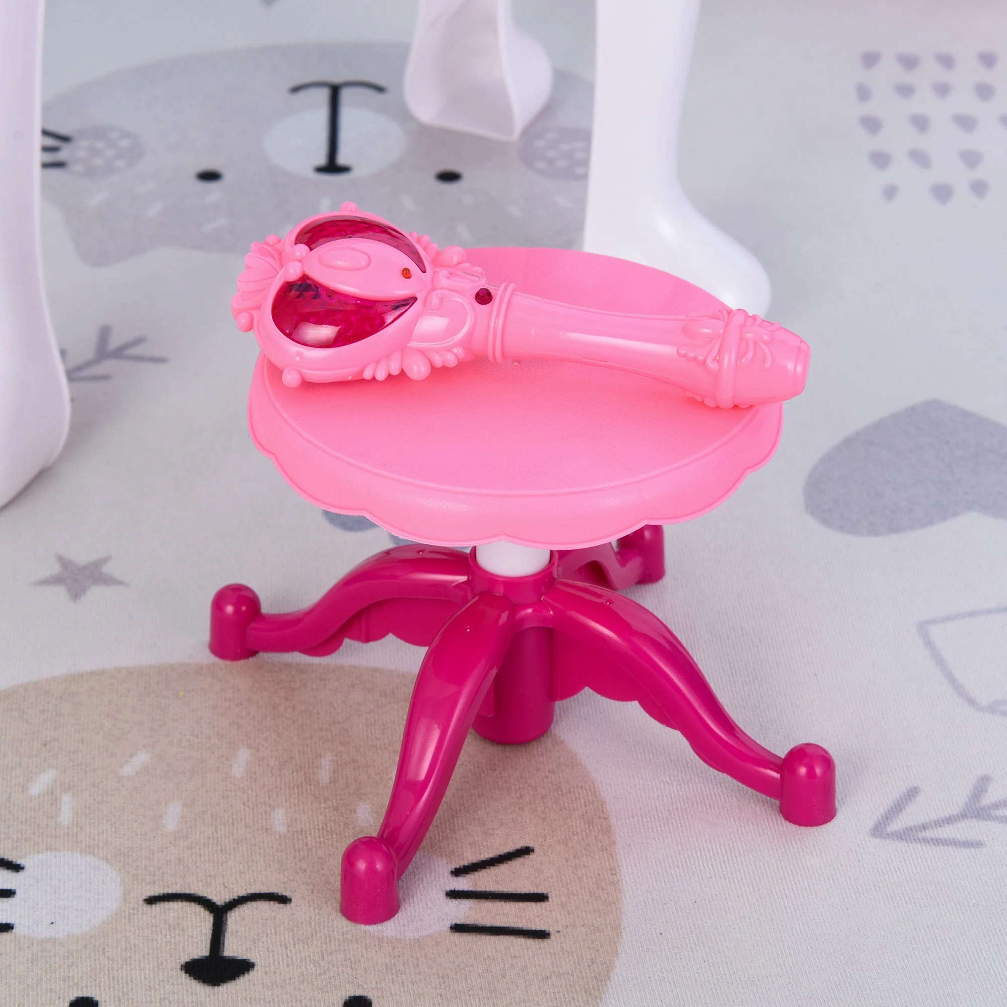Kids Pretend Play Plastic Vanity Table Set w/ Sound Effect Purple/Red - Image 8