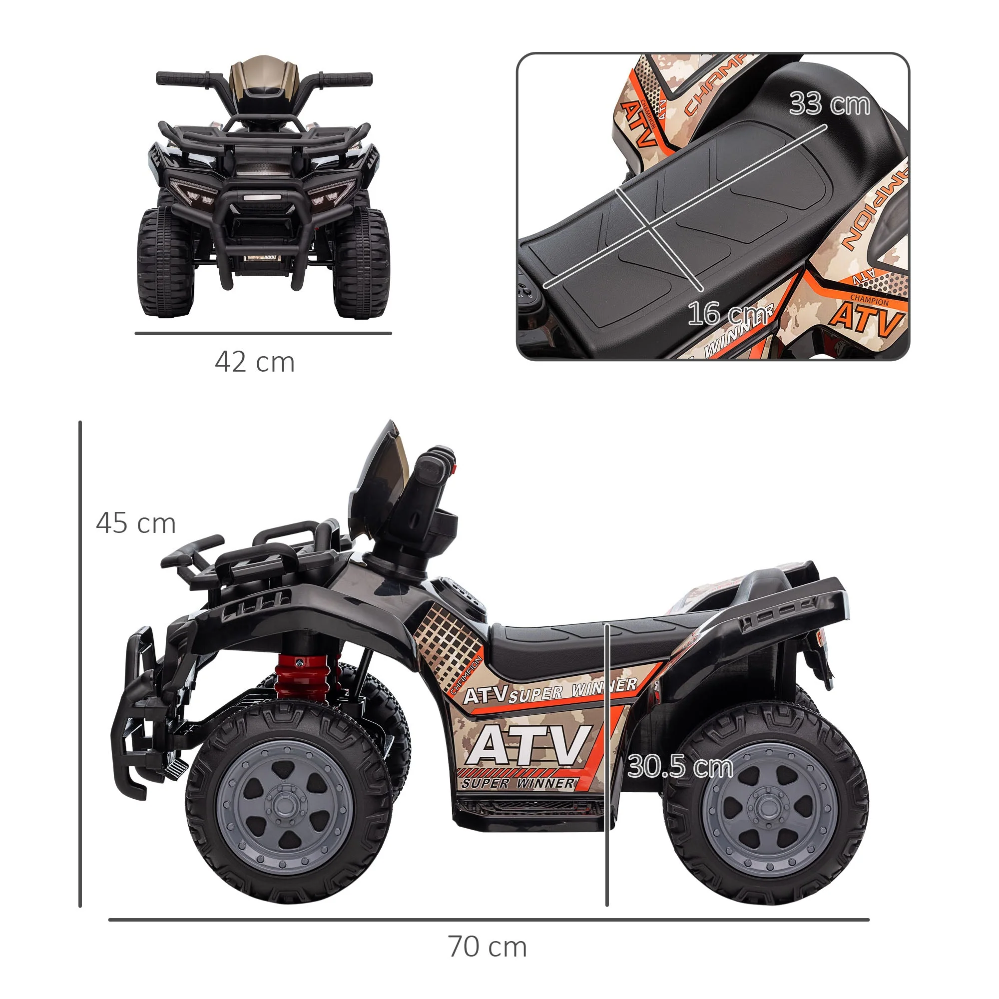 Kids Ride-on Four Wheeler ATV Car with Real Working Headlights for 18-36M - Image 3