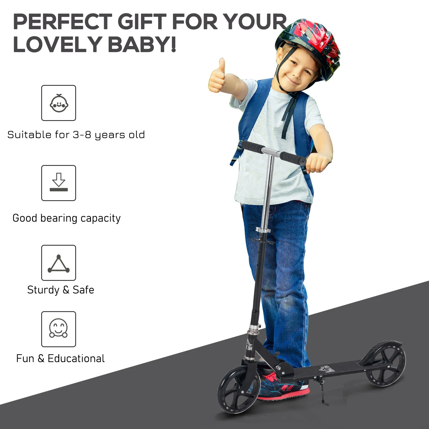 Kids Scooter Teenager Kick Scooter Foldable 4 Levels Adjustable Height with Rear Fender Brake for 7-14 Years - Image 4