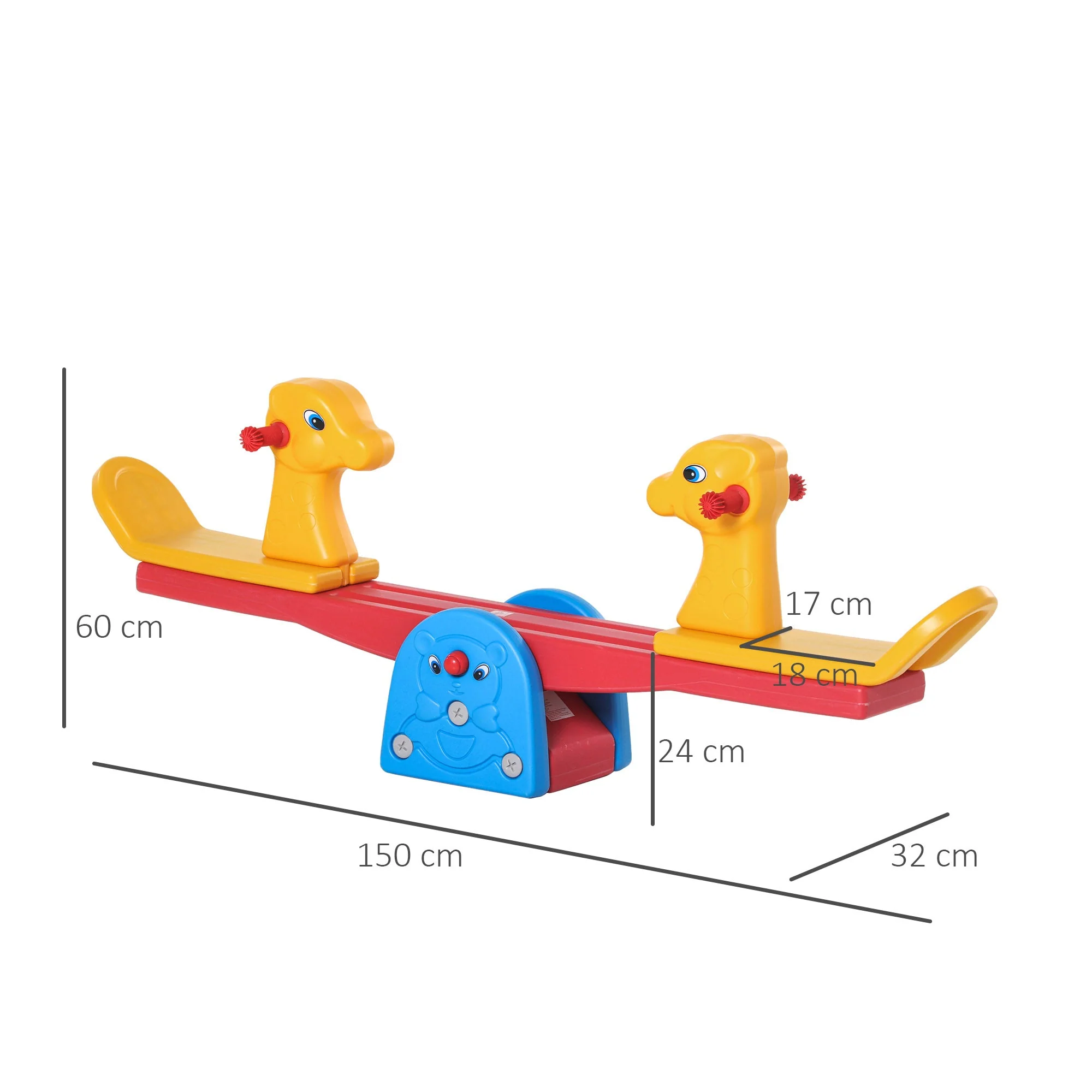 Kids Seesaw Safe Teeter Totter 2 Seat w/ Easy-Grip Handles 360 Degrees Rotating - Image 2