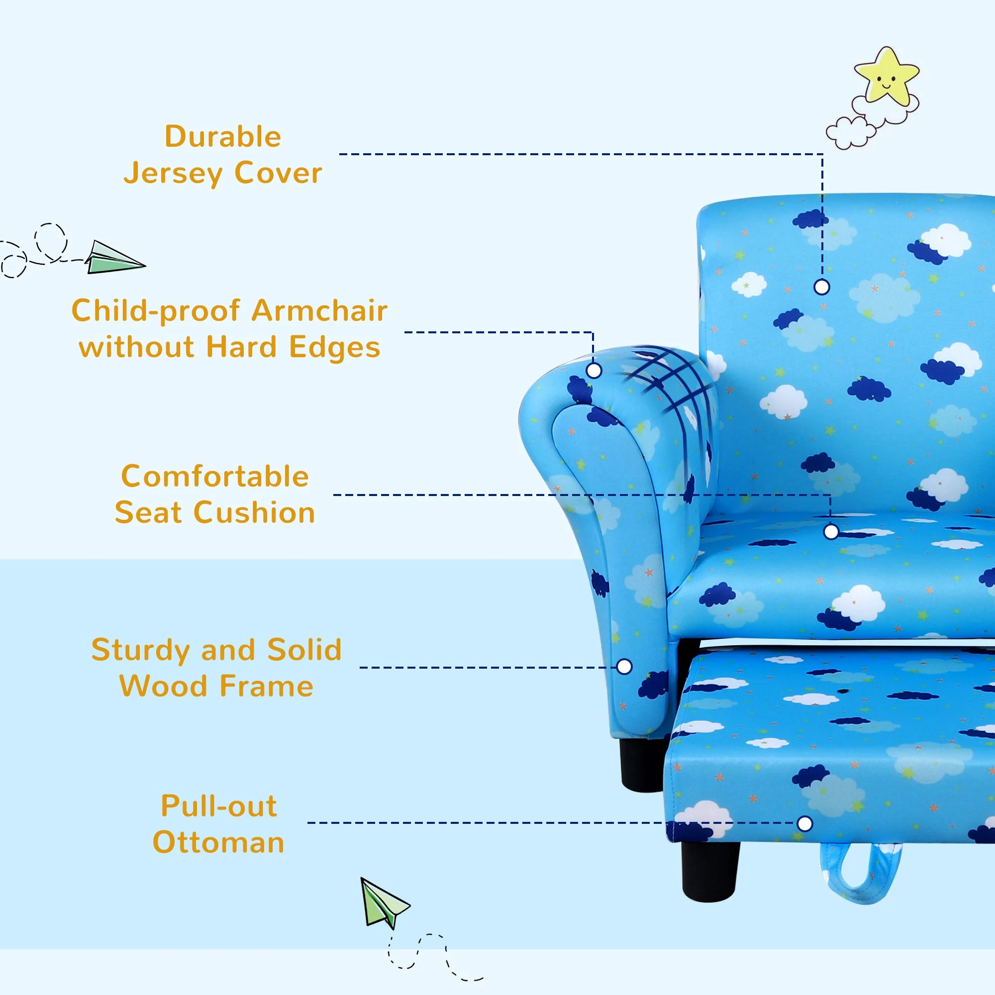 Kids Star and Cloud Armchair - Image 7