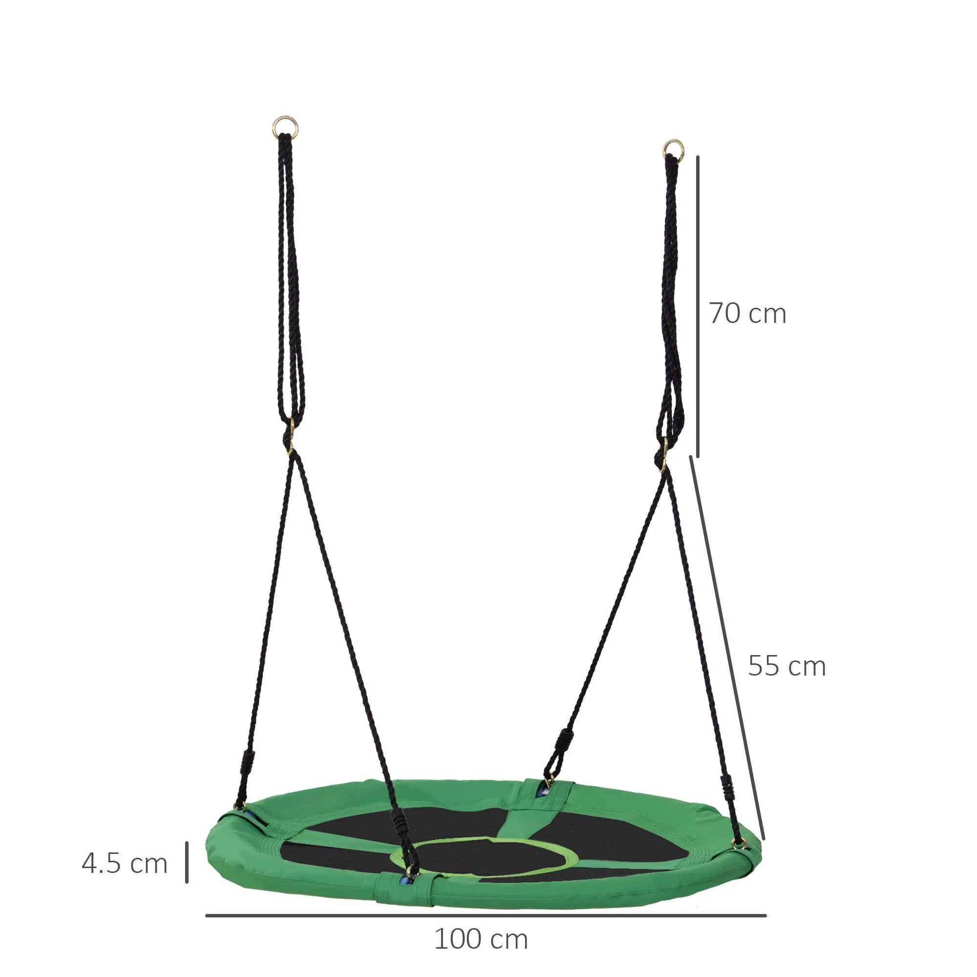 Kids Swing Outdoor Toys For Kids Diameter 100X4.5H cm-Black/Green - Image 3