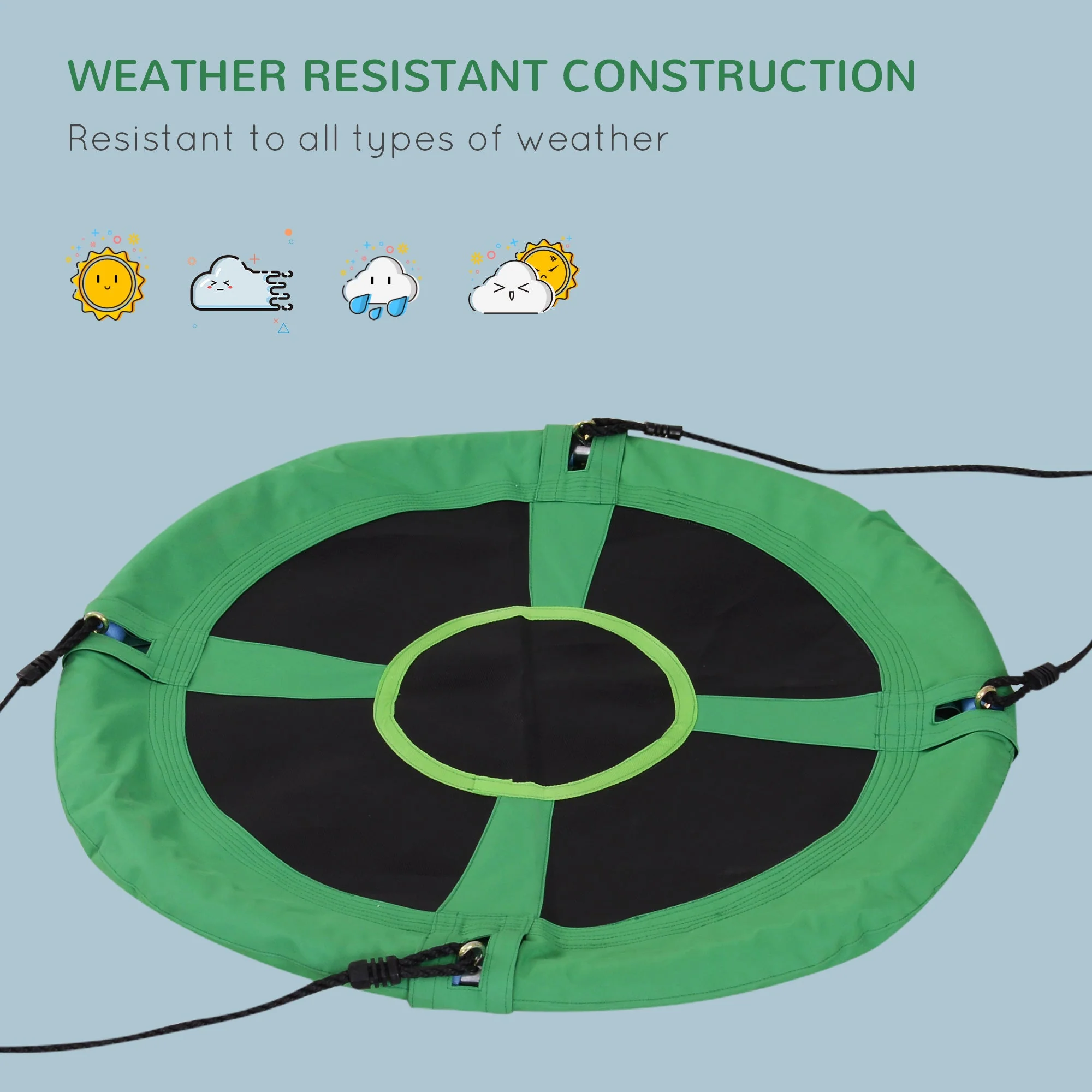 Kids Swing Outdoor Toys For Kids Diameter 100X4.5H cm-Black/Green - Image 5