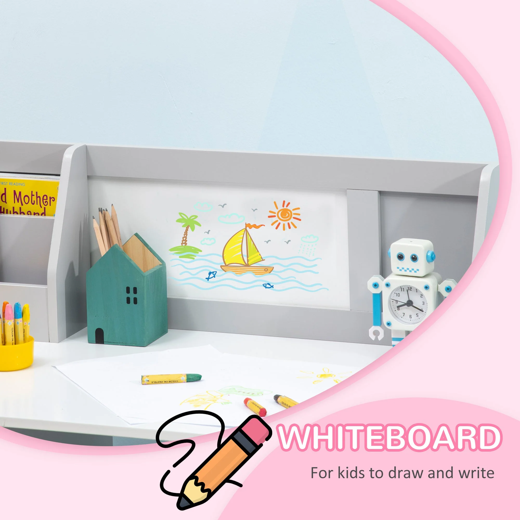 Kids Table and Chair Set with Whiteboard - Image 4
