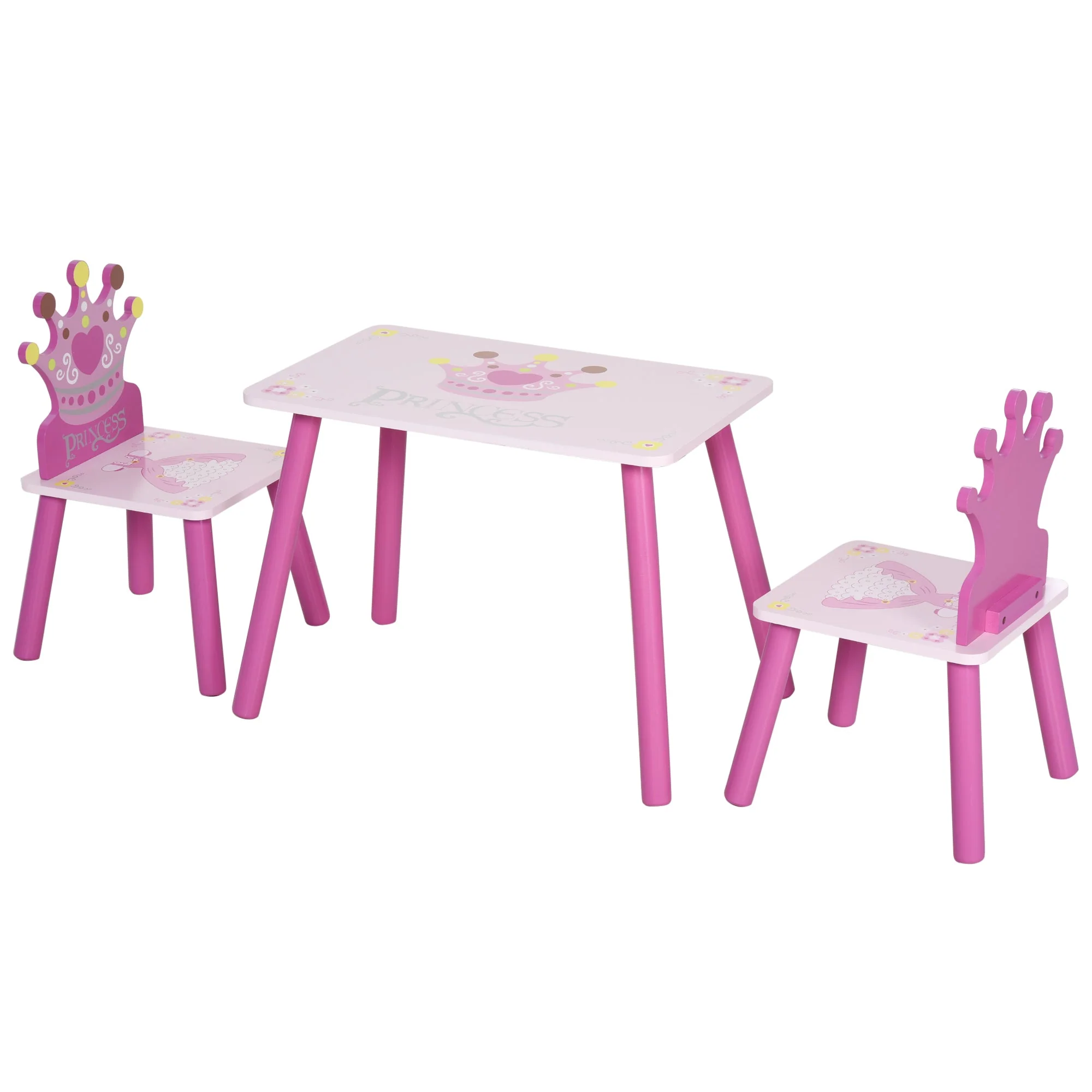 Kids Three-Piece Table and Chairs Set Pink - Image 2