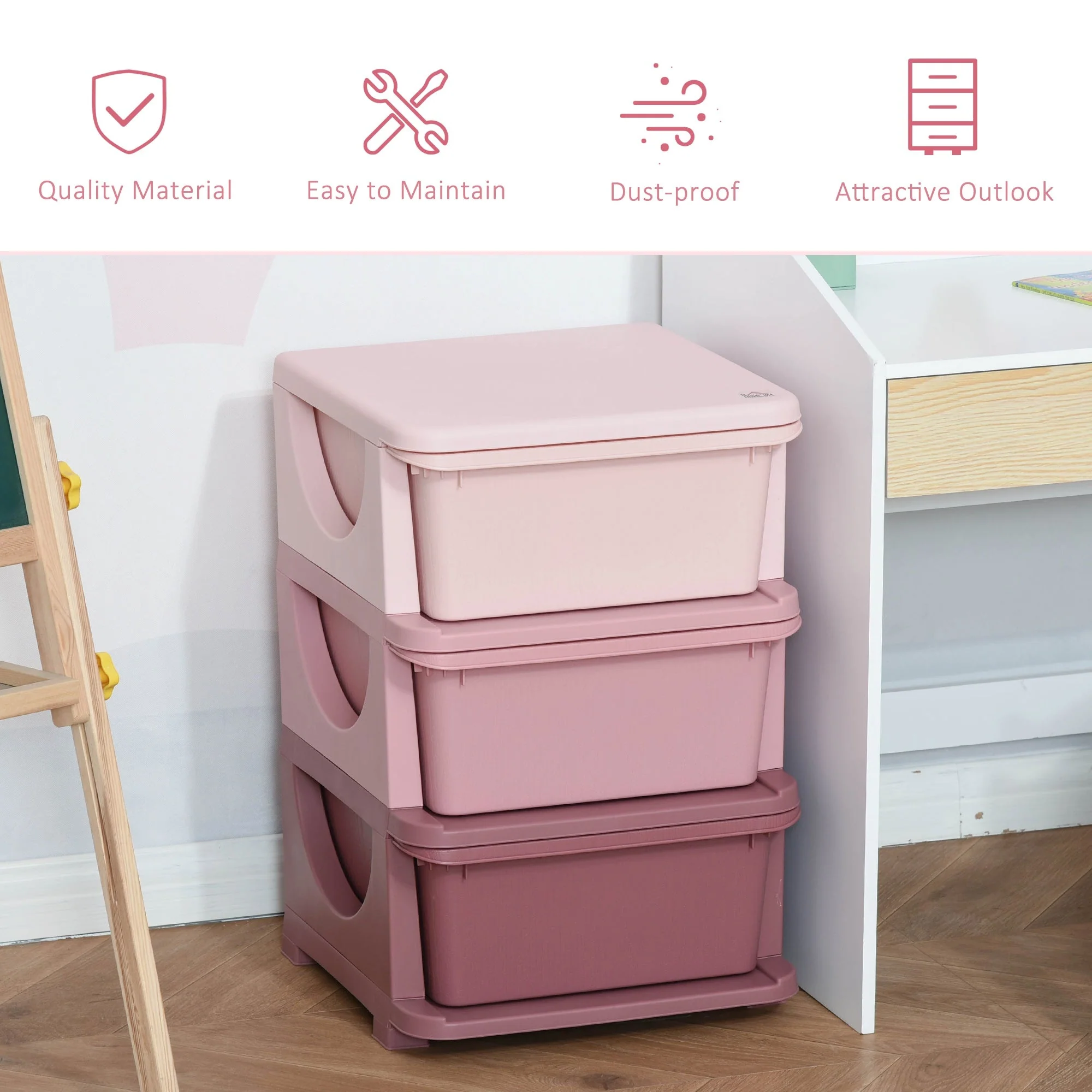 Kids Three-Tier Storage Unit – Pink - Image 4