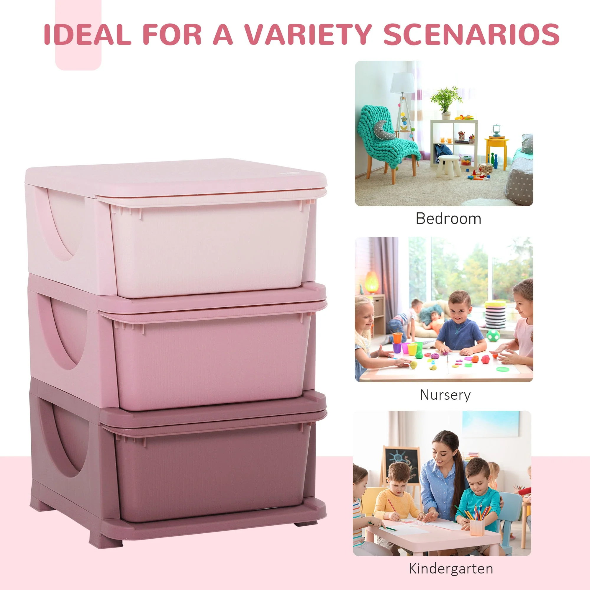Kids Three-Tier Storage Unit – Pink - Image 7
