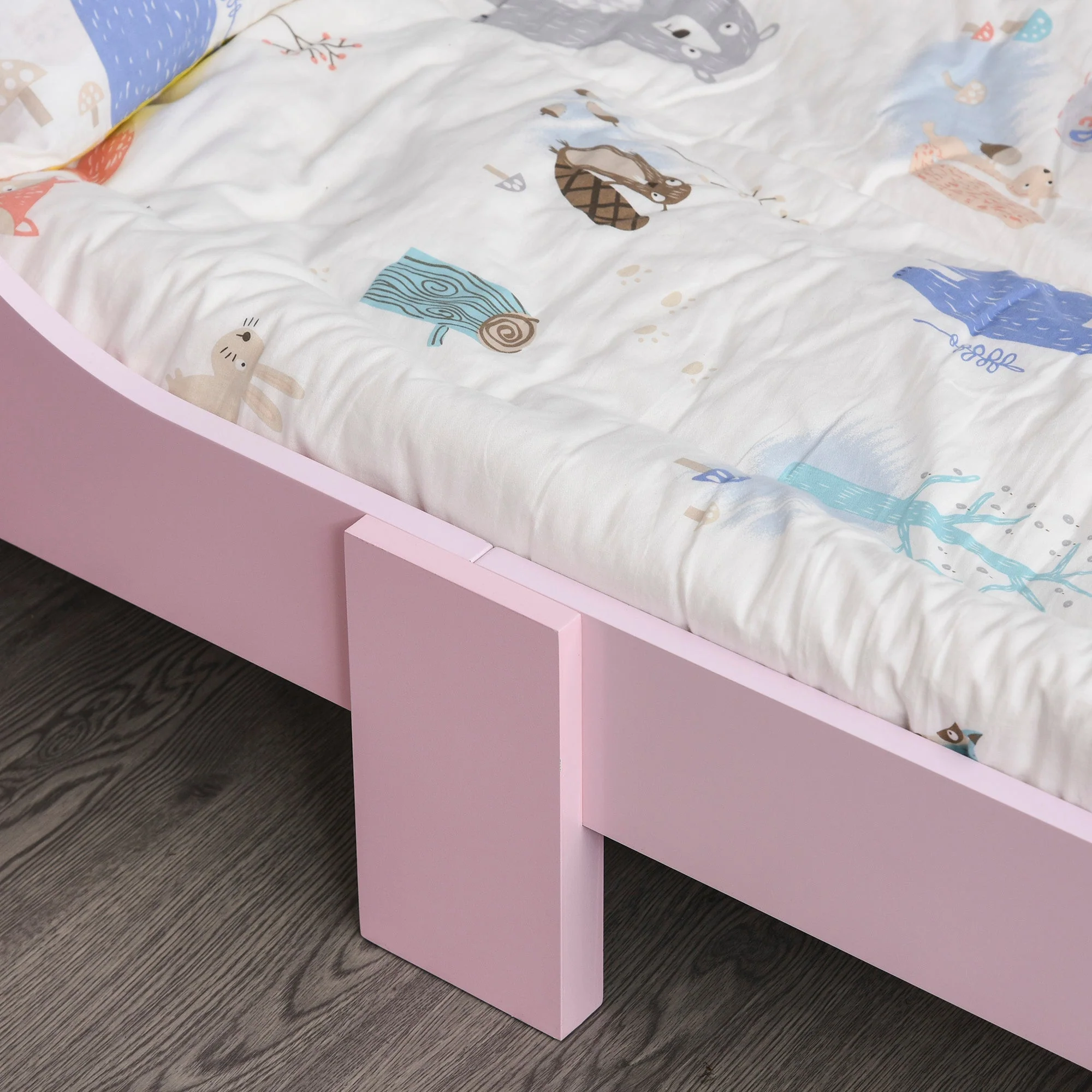 Kids Toddler Bed Princess Crown Theme Safety Side Rails Slats Home Bedroom Furniture Boys Girls 3-6 Yrs Pink 143 x 73 x 60 cm - Image 7