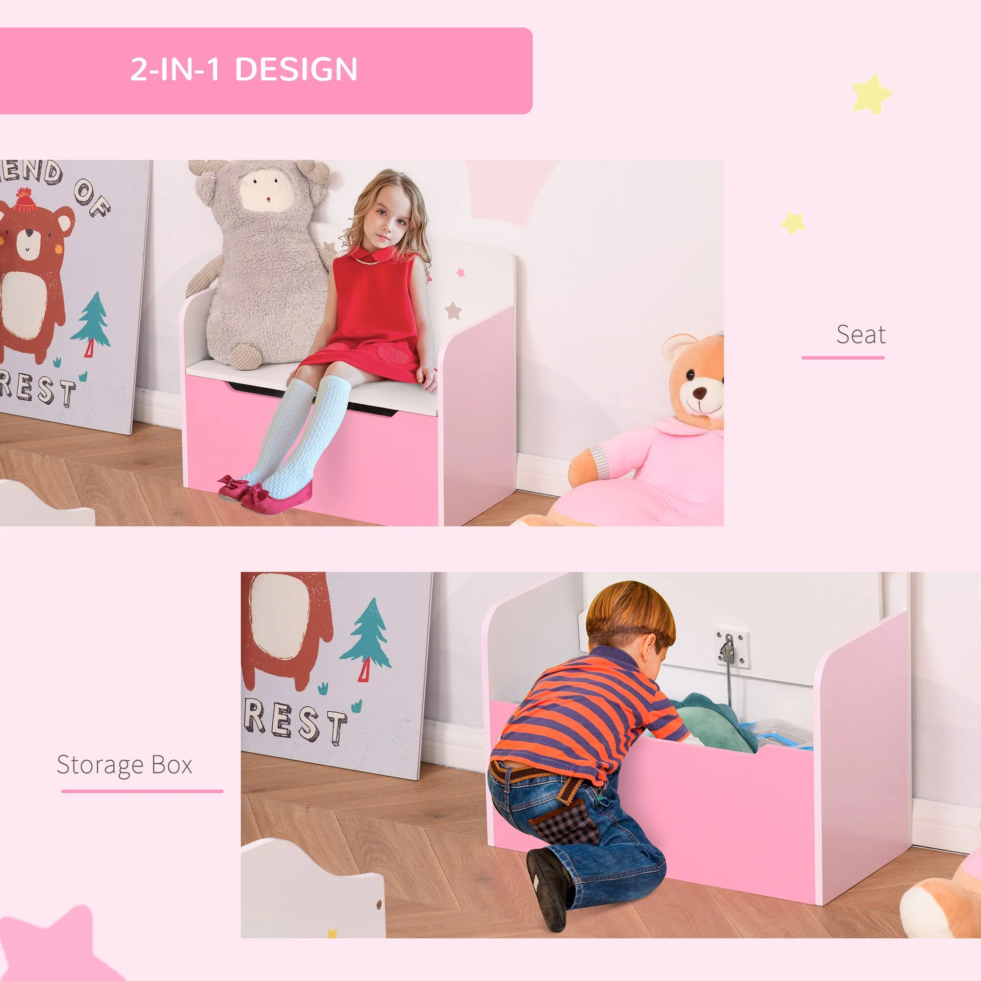 Kids Two-In-One Storage Box and Seat - Image 6